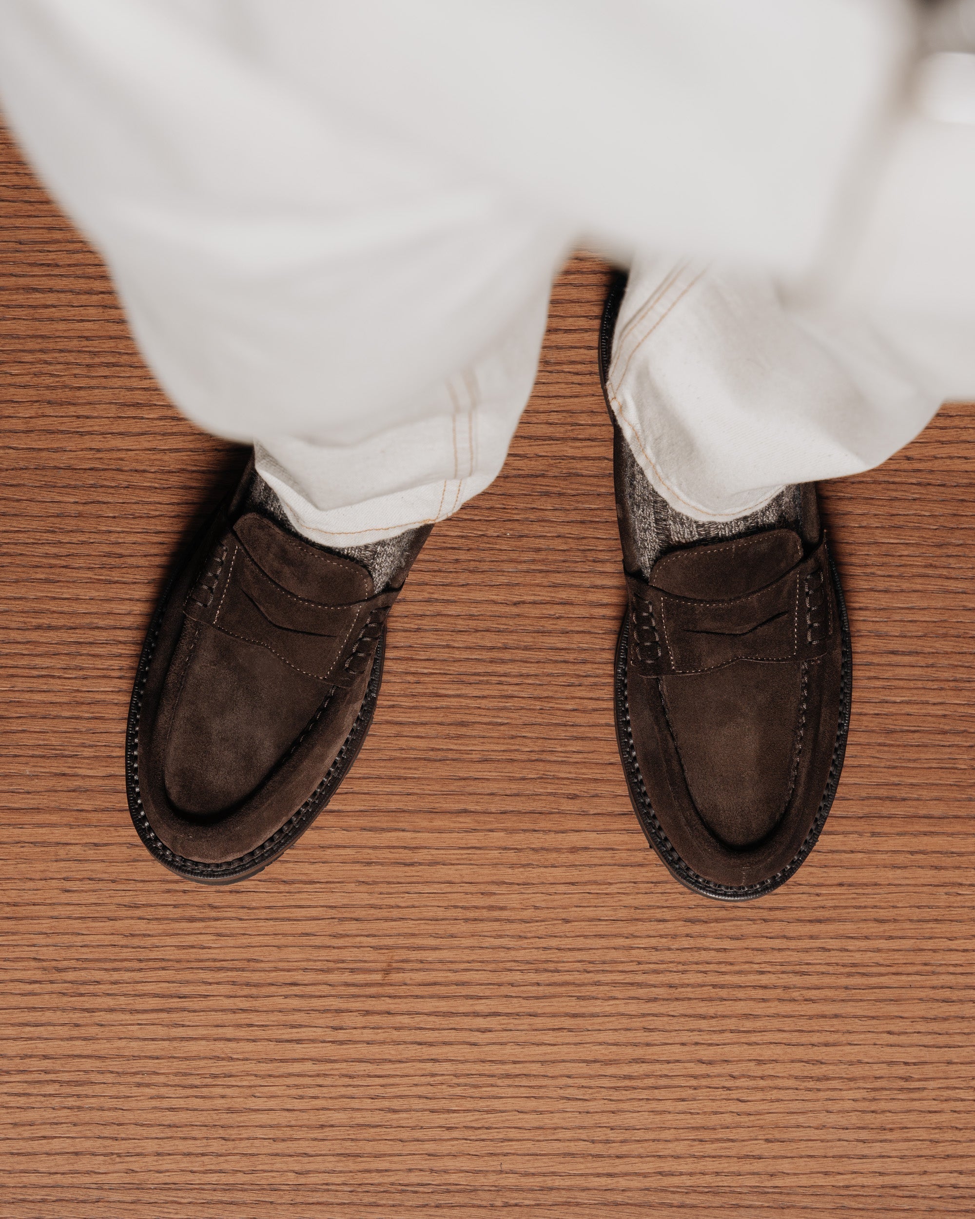 Vellano Ashmere Suede Penny Loafers Dark Brown