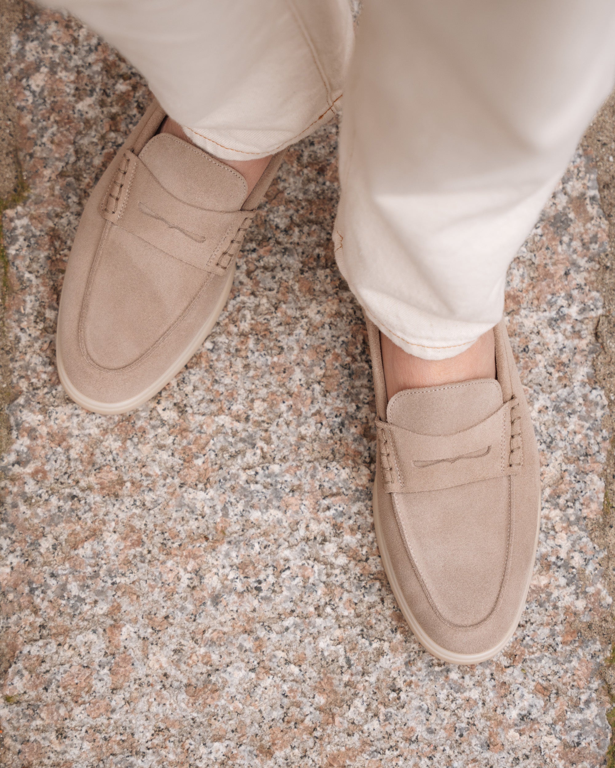 Vellano Ashmere Suede Loafers in Beige