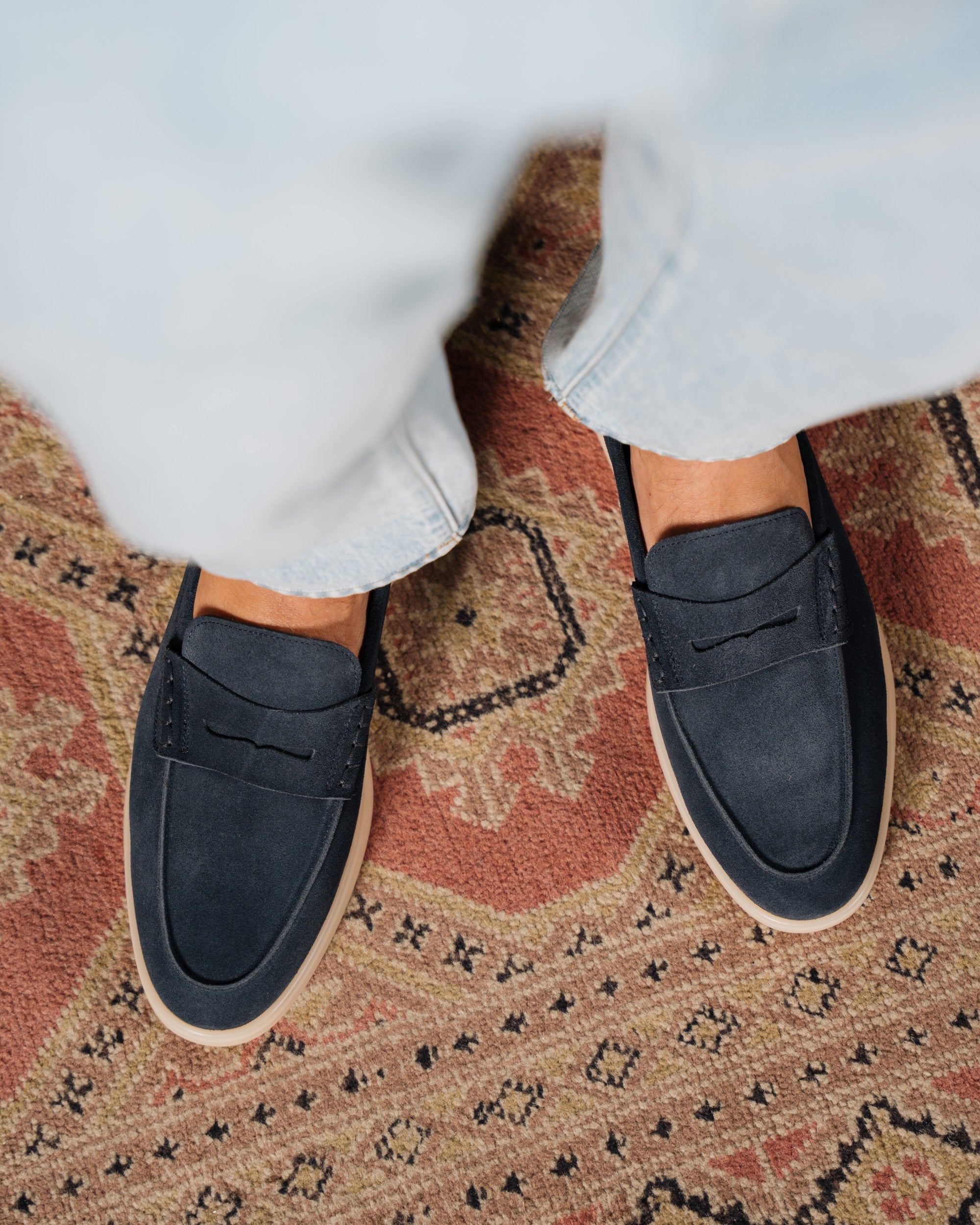 Vellano Ashmere Suede Loafers in Blue
