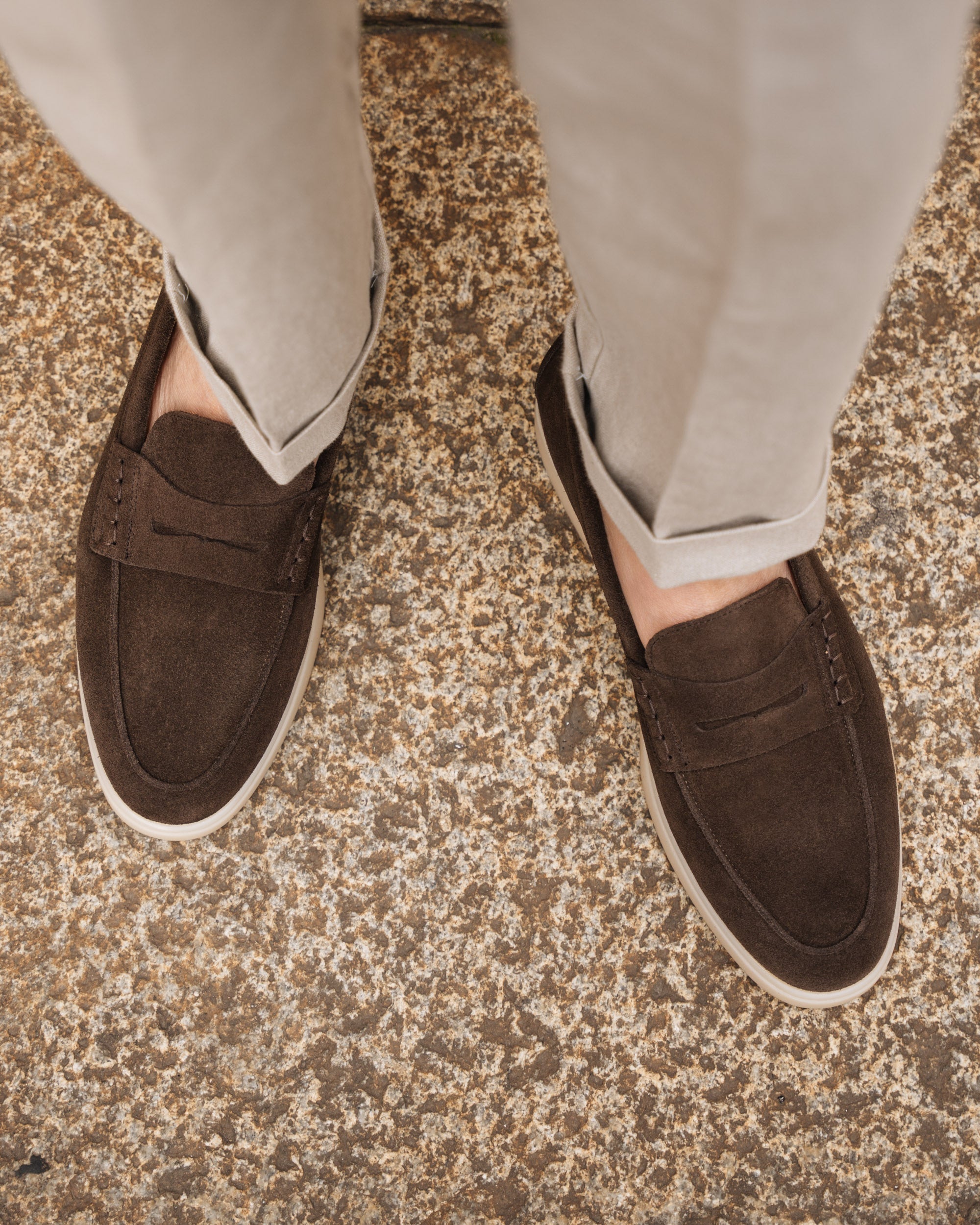 Vellano Ashmere Suede Loafers in Dark Brown