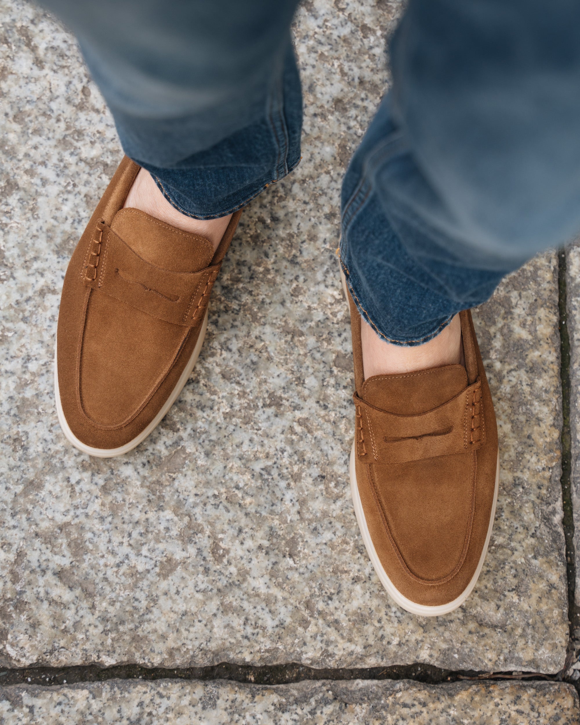 Vellano Ashmere Suede Loafers in Tobacco Brown