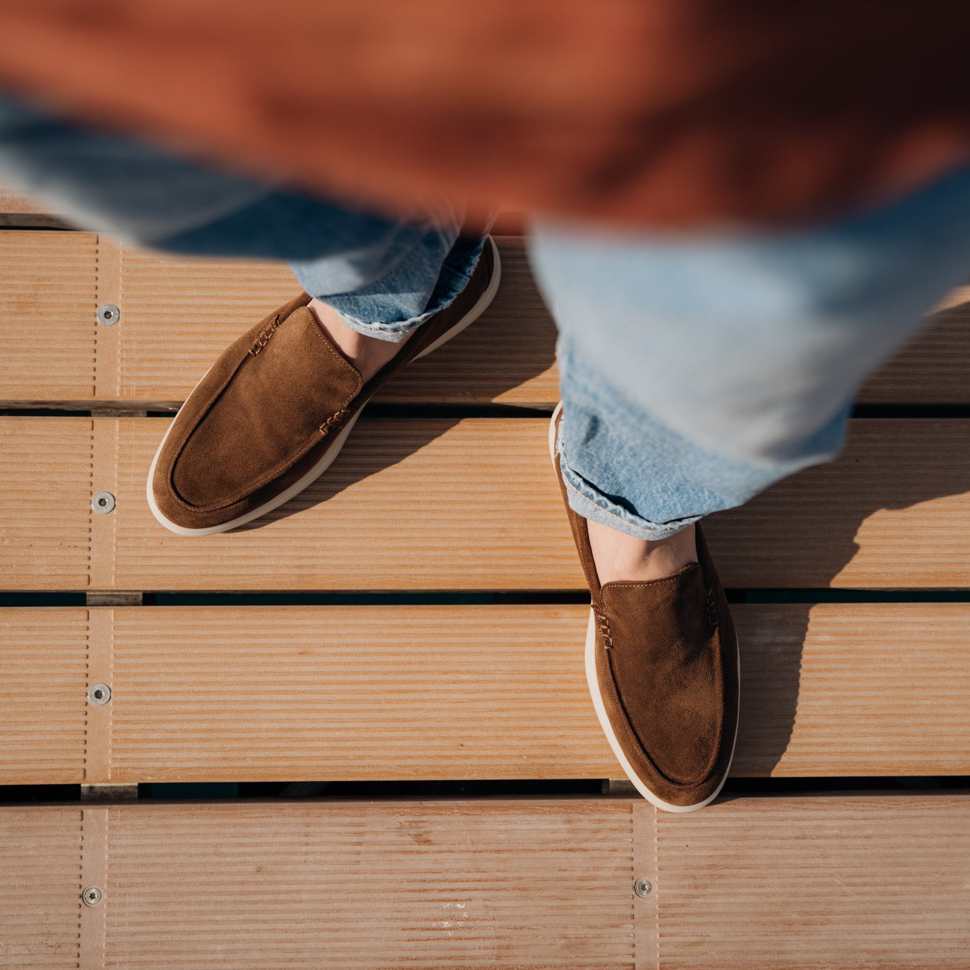 Vellano Calbridge Suede Loafers in Tobacco Brown
