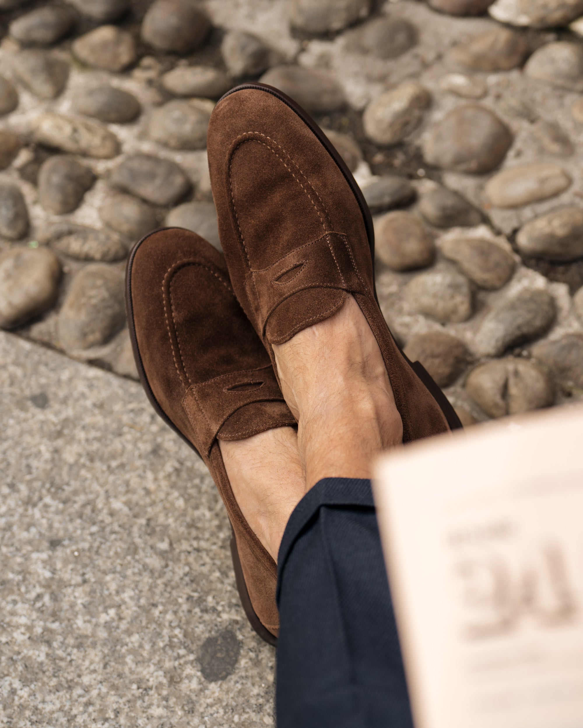 Vellano Pattee Dark Brown Suede Loafers