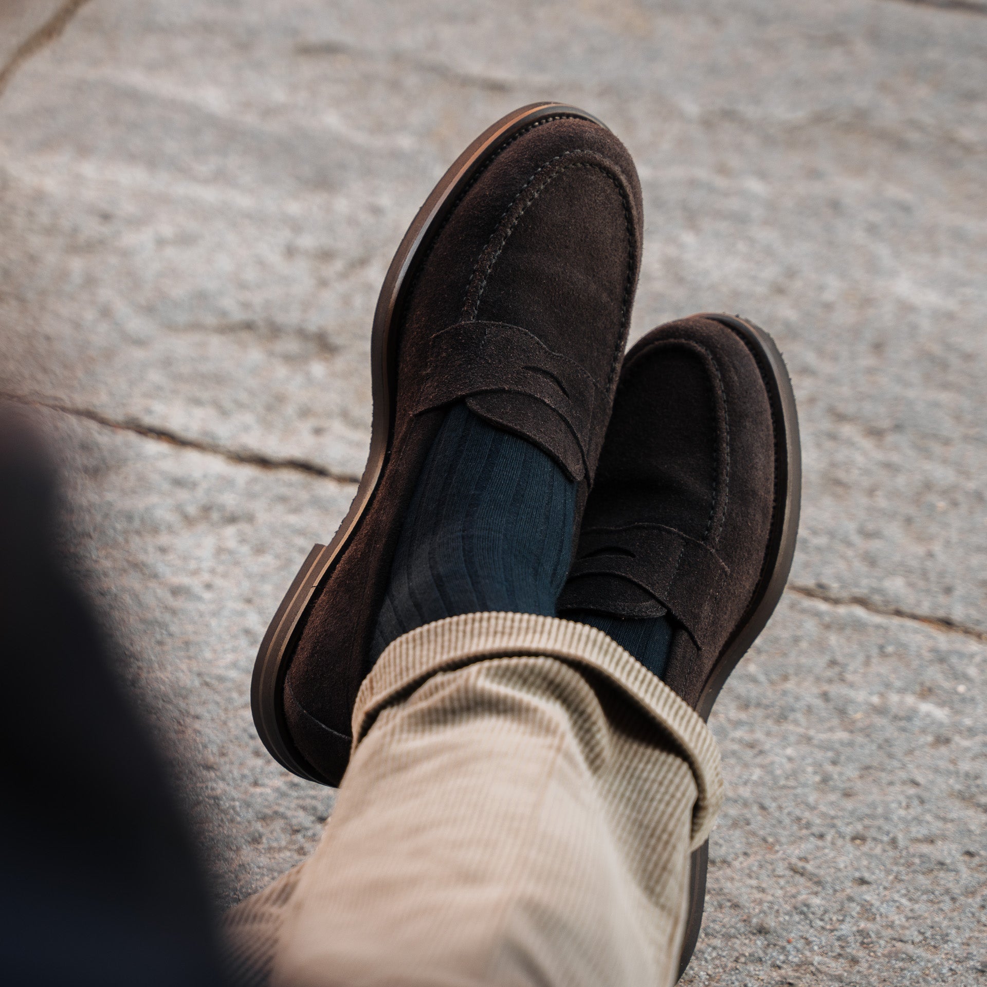 Vellano Harrowmere Greased Suede Penny Loafers