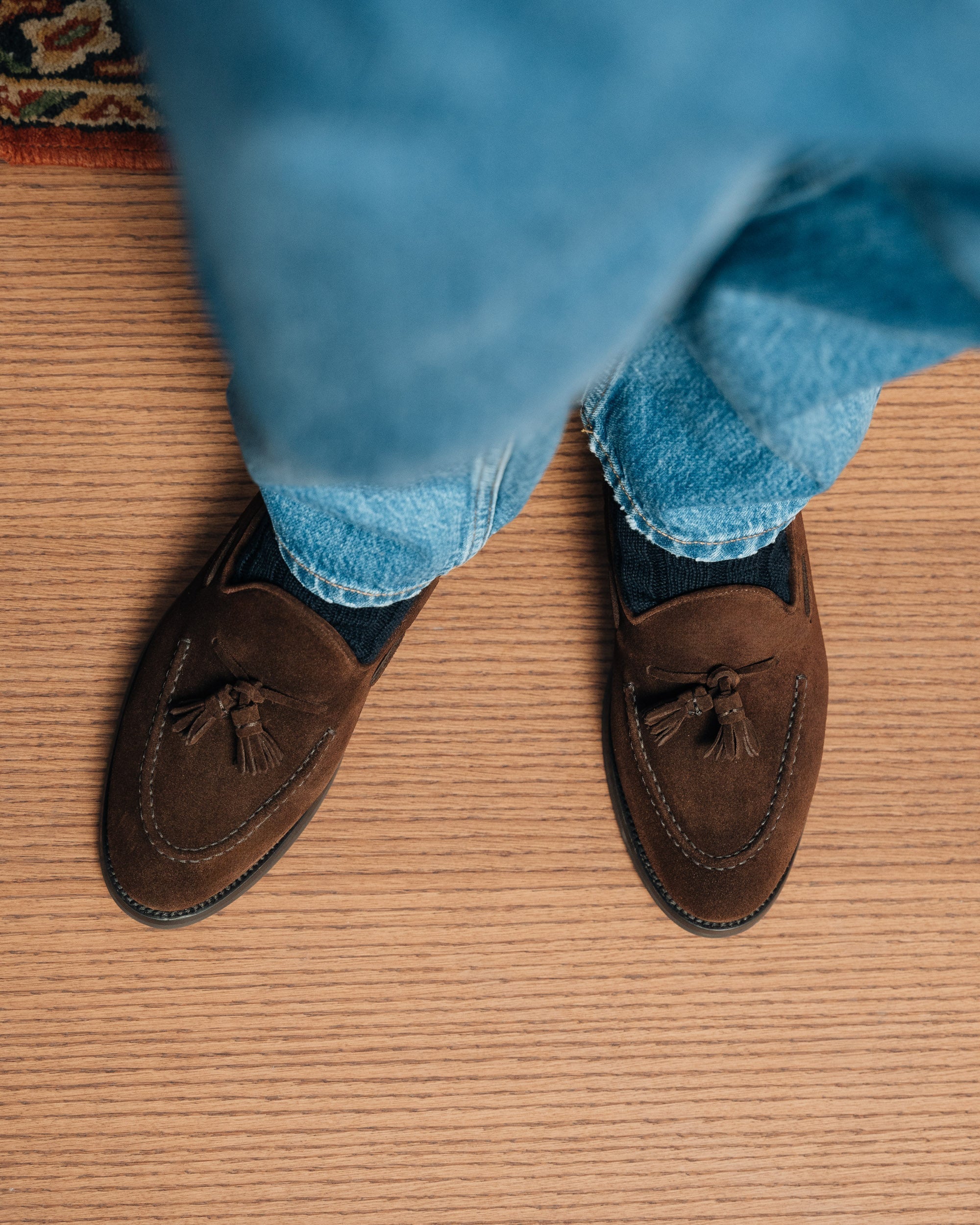 Vellano Halverton Dark Brown Greased Suede Tassel Loafers