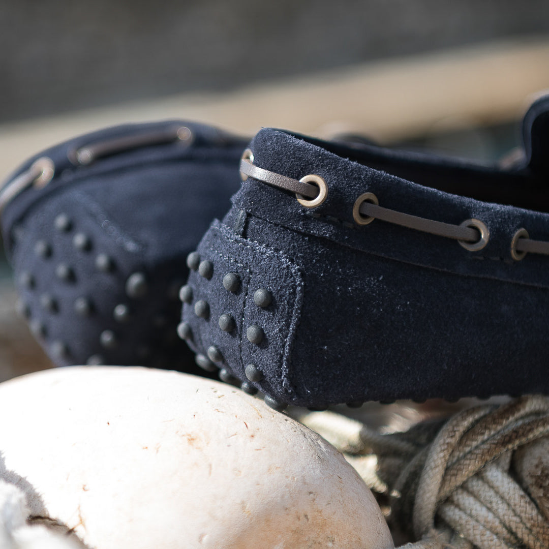 Vellano Eldwynd Two Tone Waterproof Suede Moccasins in Blue