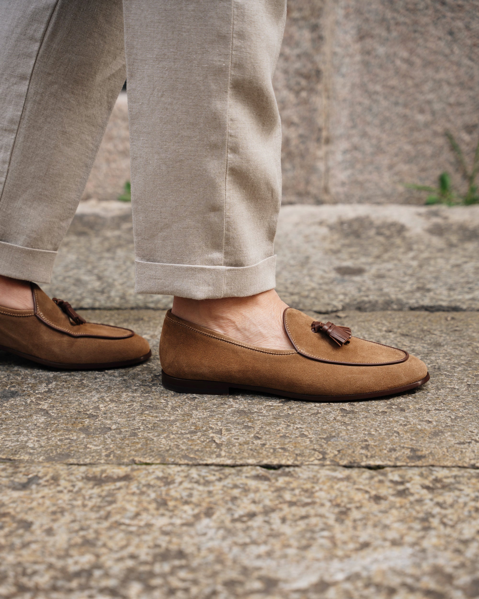 Vellano Bellagio Beige Suede Loafers