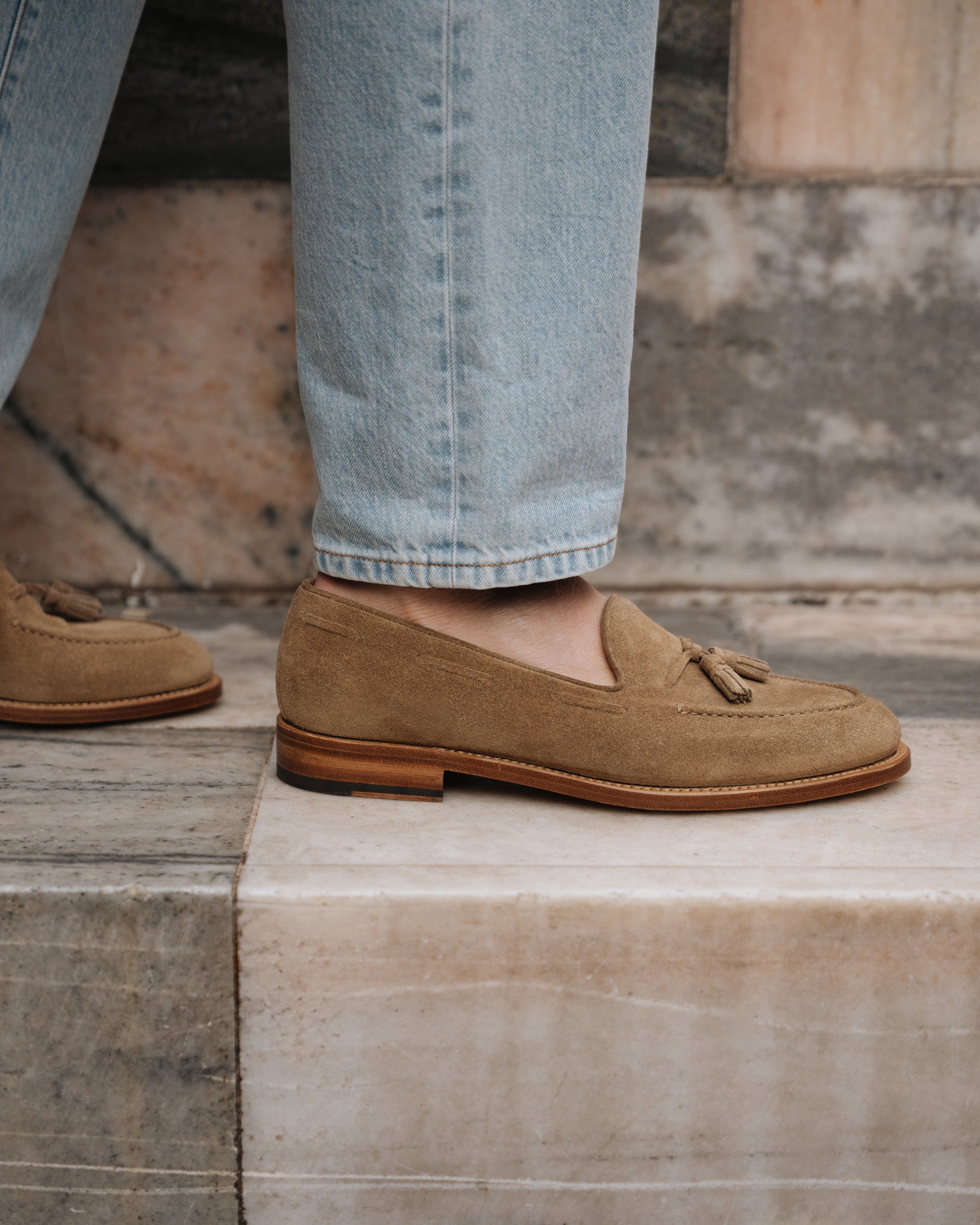 Vellano Halverton Sand Beige Suede Tassel Loafers