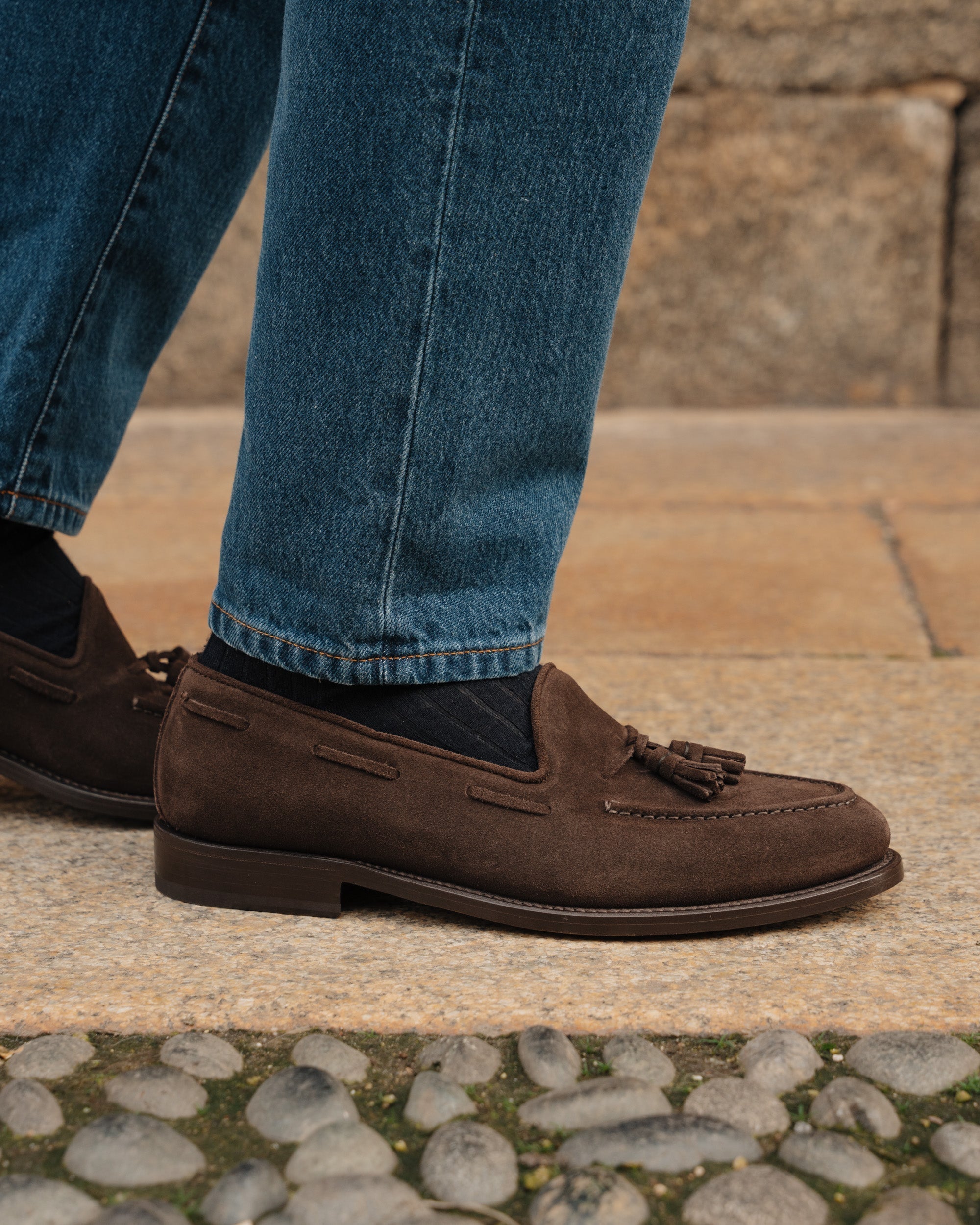 Vellano Halverton Dark Brown Suede Tassel Loafers