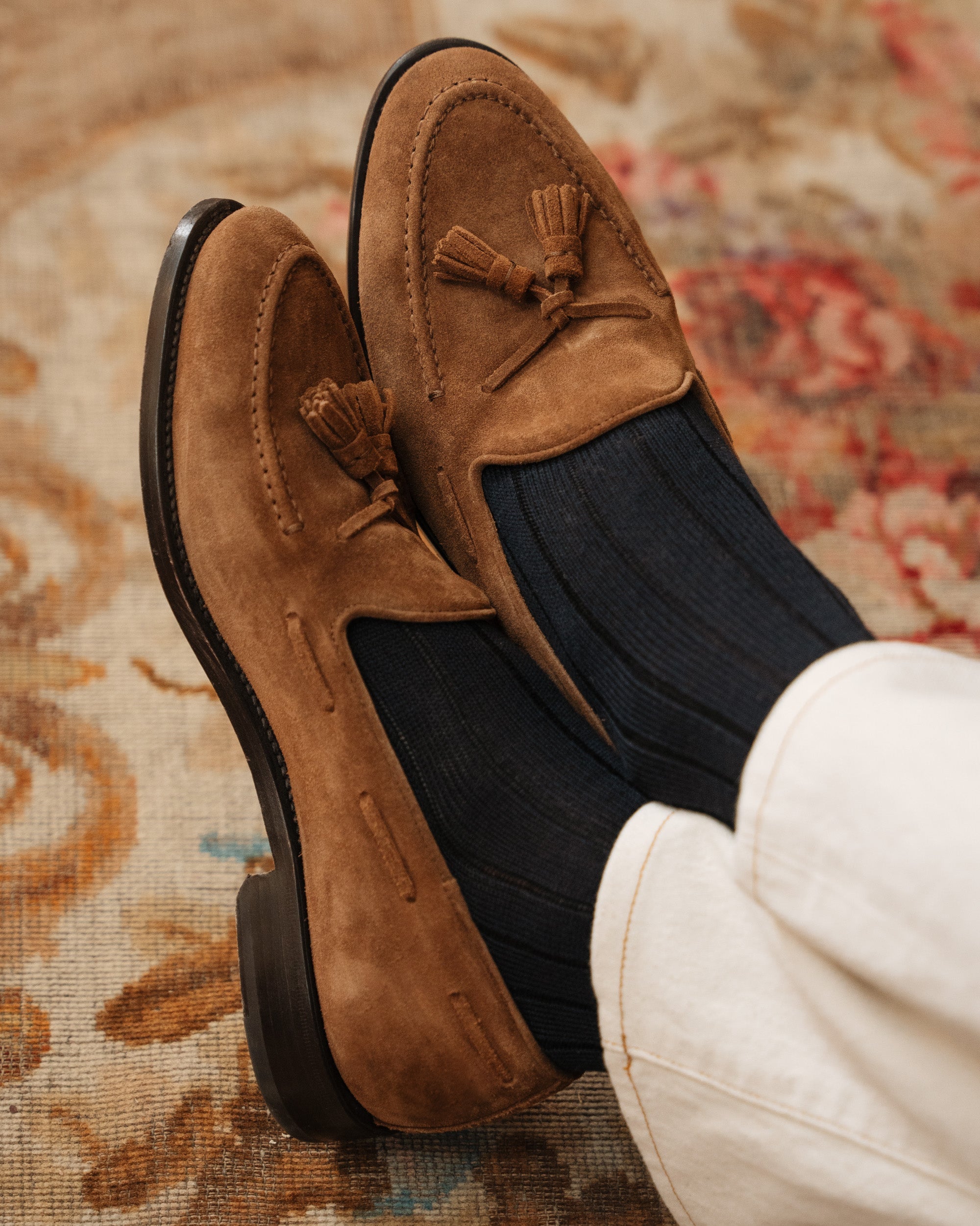 Vellano Halverton Tobacco Brown Suede Tassel Loafers