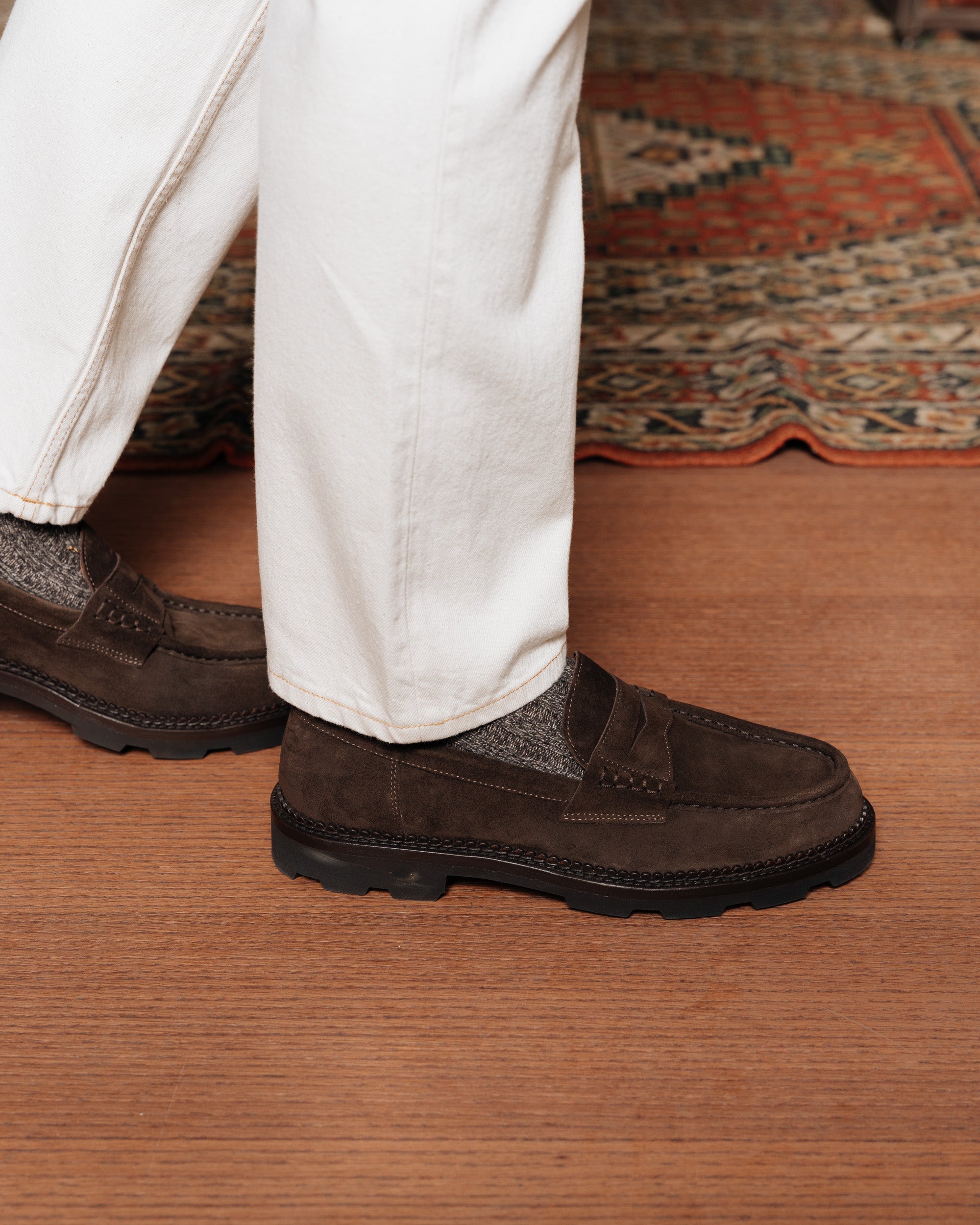 Vellano Ashmere Suede Penny Loafers Dark Brown