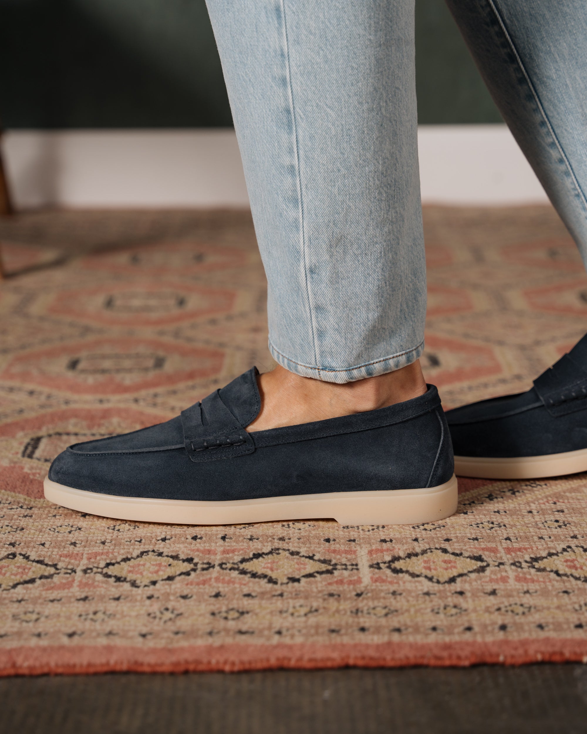 Vellano Ashmere Suede Loafers in Blue