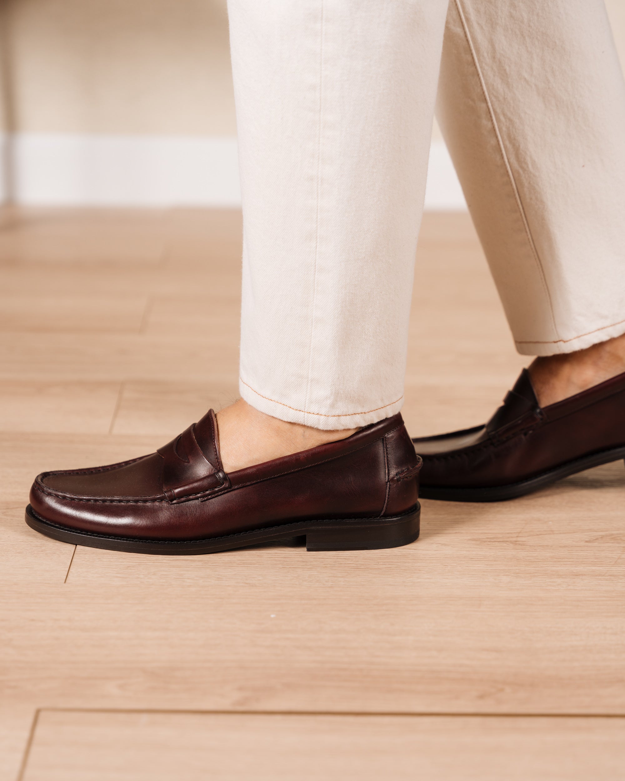 Vellano Burgundy Brown Penny Loafers
