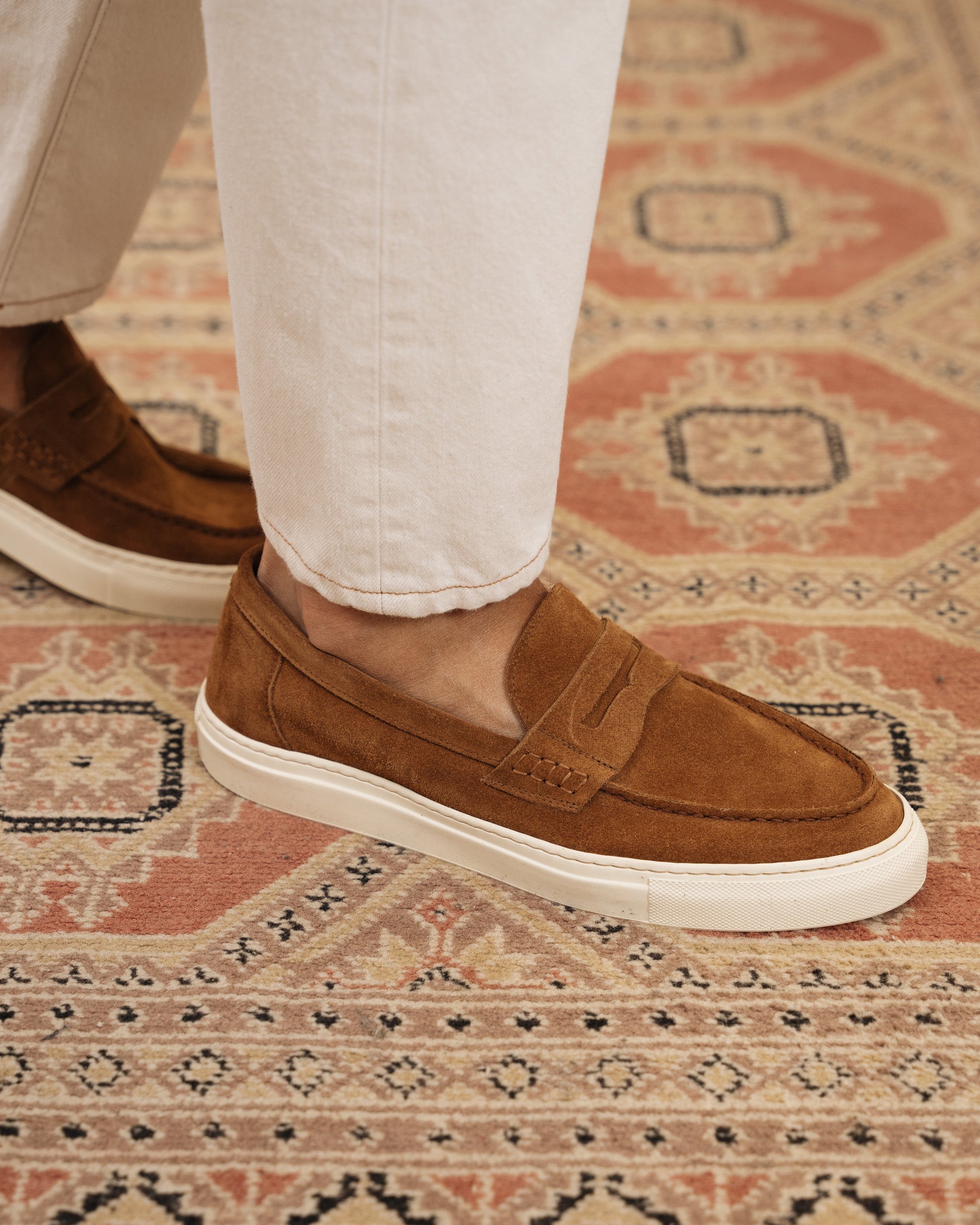 Vellano Marlewyn Suede Loafers in Tobacco Brown