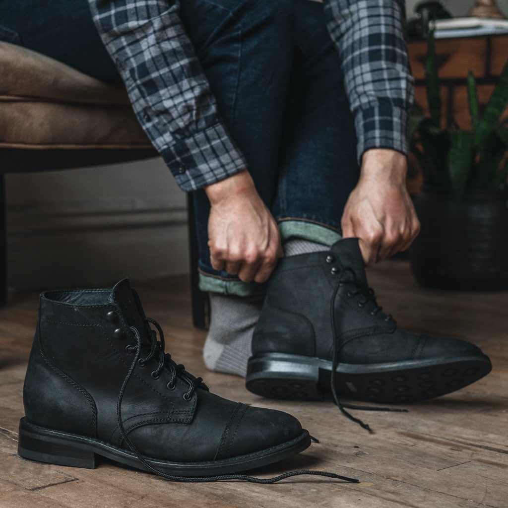 Vellano Frontier Goodyear Welt Lace-Up Leather Boot – Black Matte