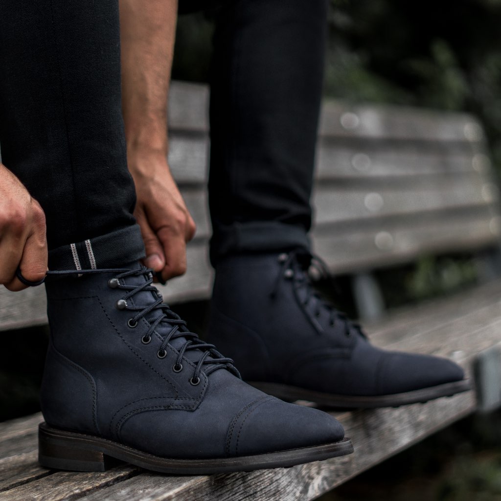 Vellano Frontier Goodyear Welt Lace-Up Leather Boot – Midnight Blue
