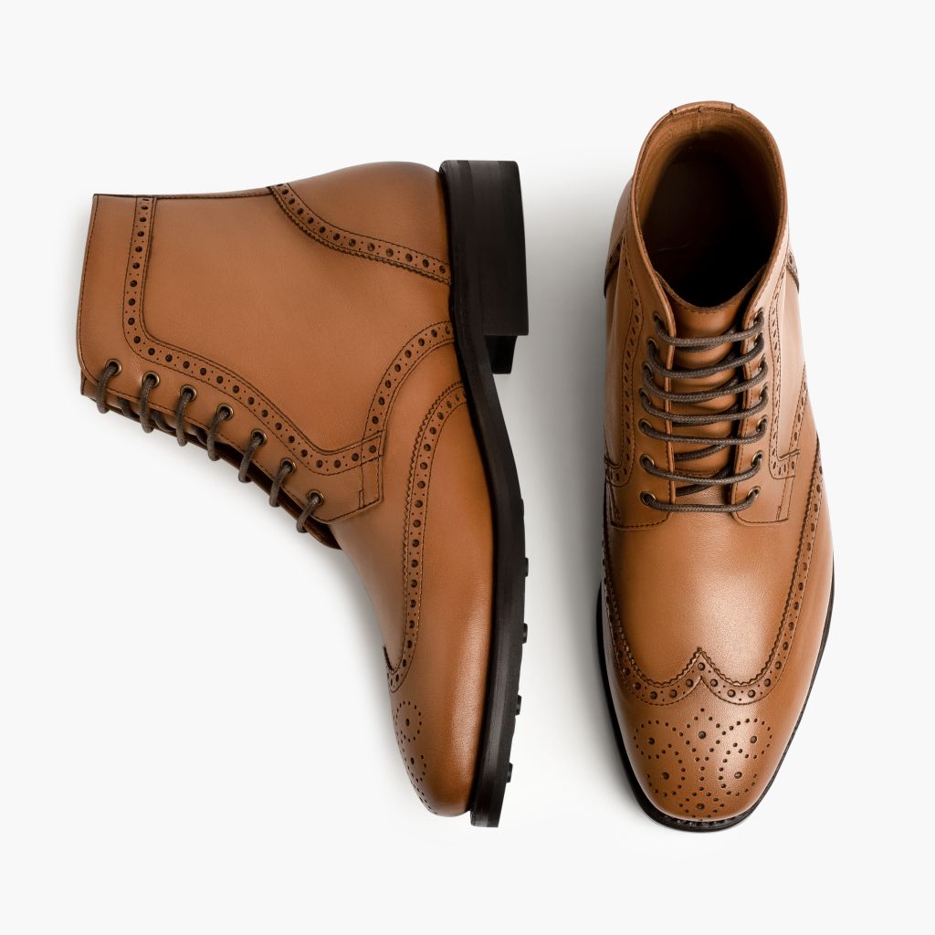 Vellano Wellington Goodyear Welt Brogue Boot – Heritage Tan