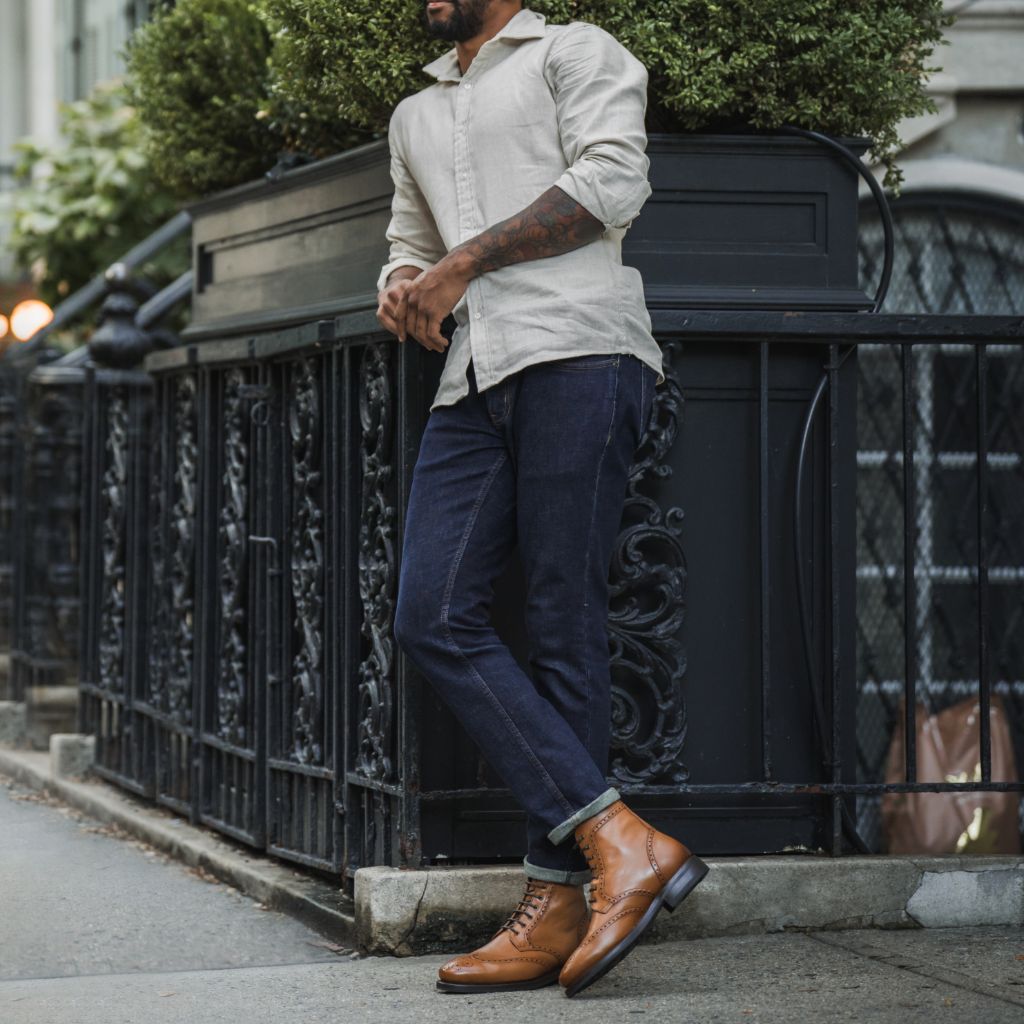 Vellano Wellington Goodyear Welt Brogue Boot – Heritage Tan
