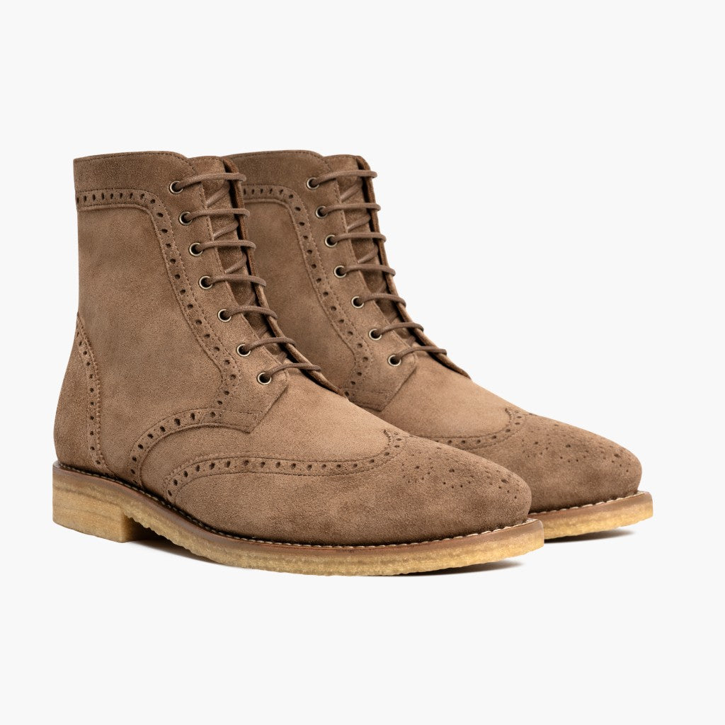 Vellano Wellington Goodyear Welt Brogue Boot – Sand Suede
