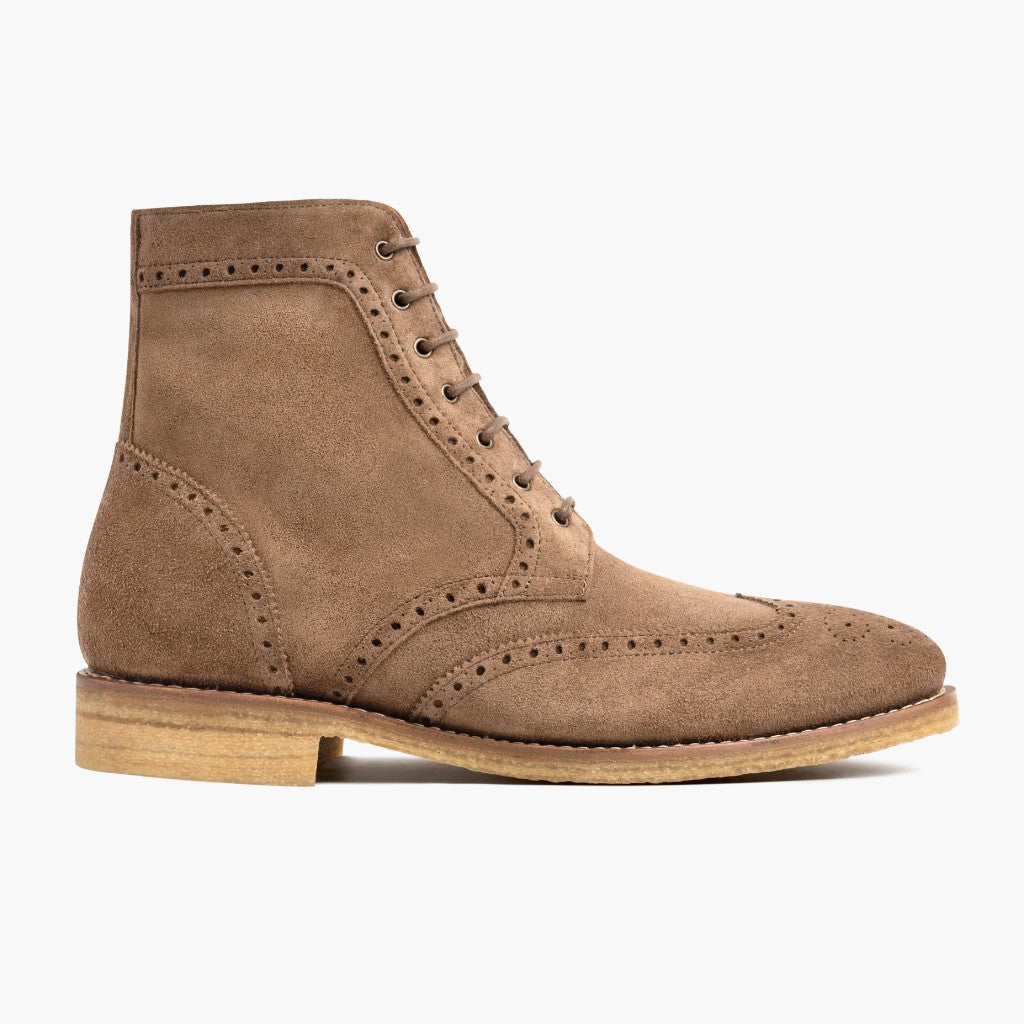 Vellano Wellington Goodyear Welt Brogue Boot – Sand Suede