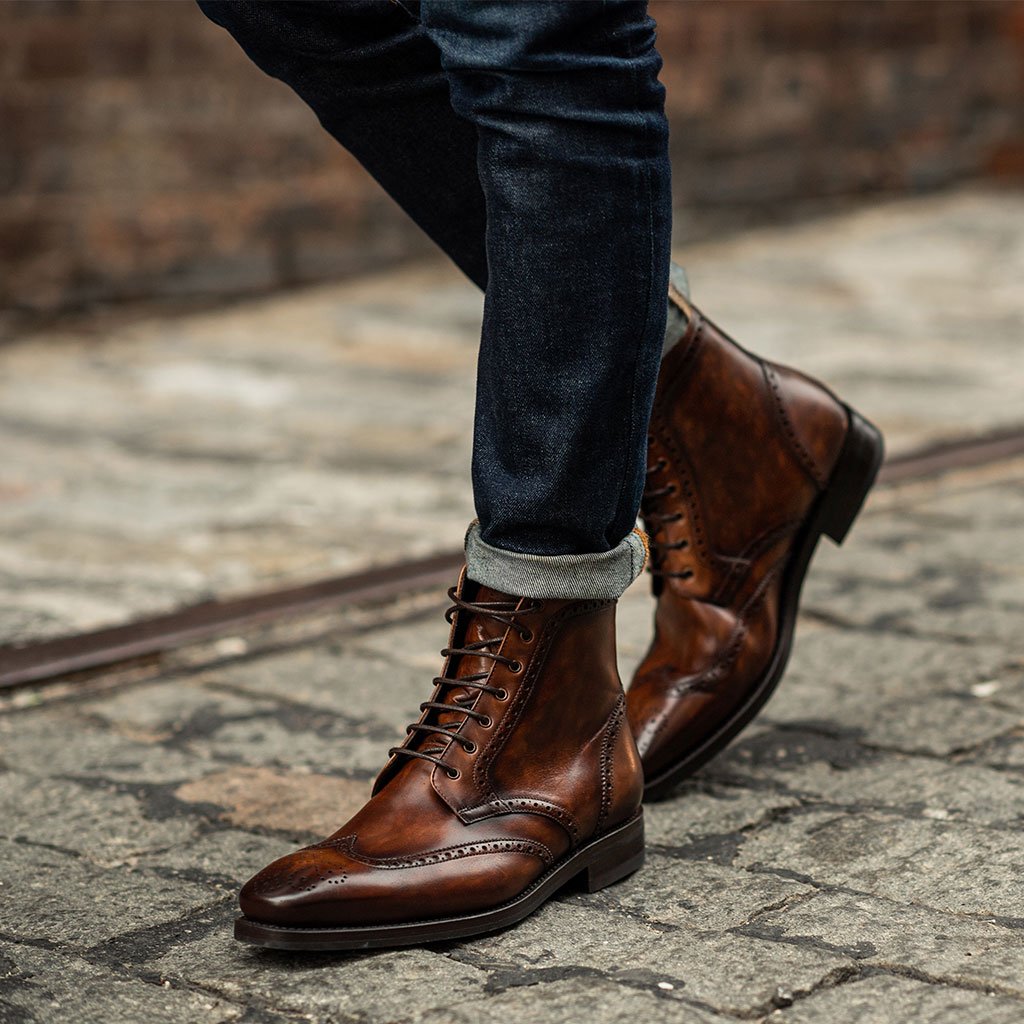 Vellano Wellington Goodyear Welt Brogue Boot – Coffee Brown
