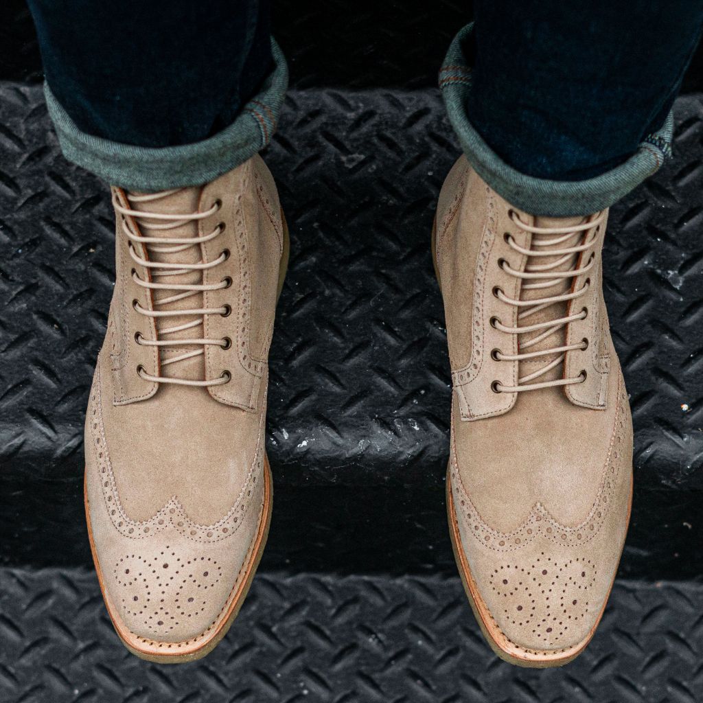 Vellano Wellington Goodyear Welt Brogue Boot – Desert Suede