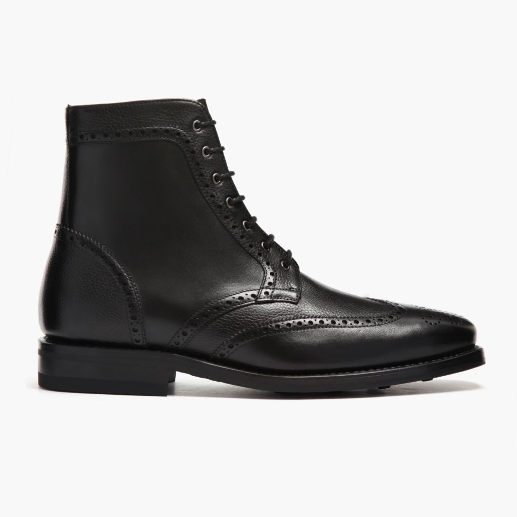 Vellano Wellington Goodyear Welt Brogue Boot – Carbon Black