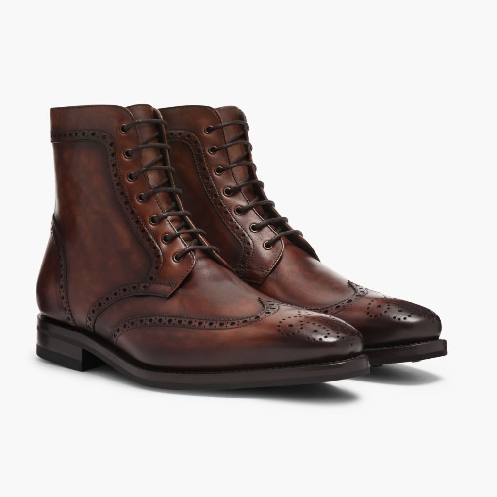 Vellano Wellington Goodyear Welt Brogue Boot – Coffee Brown