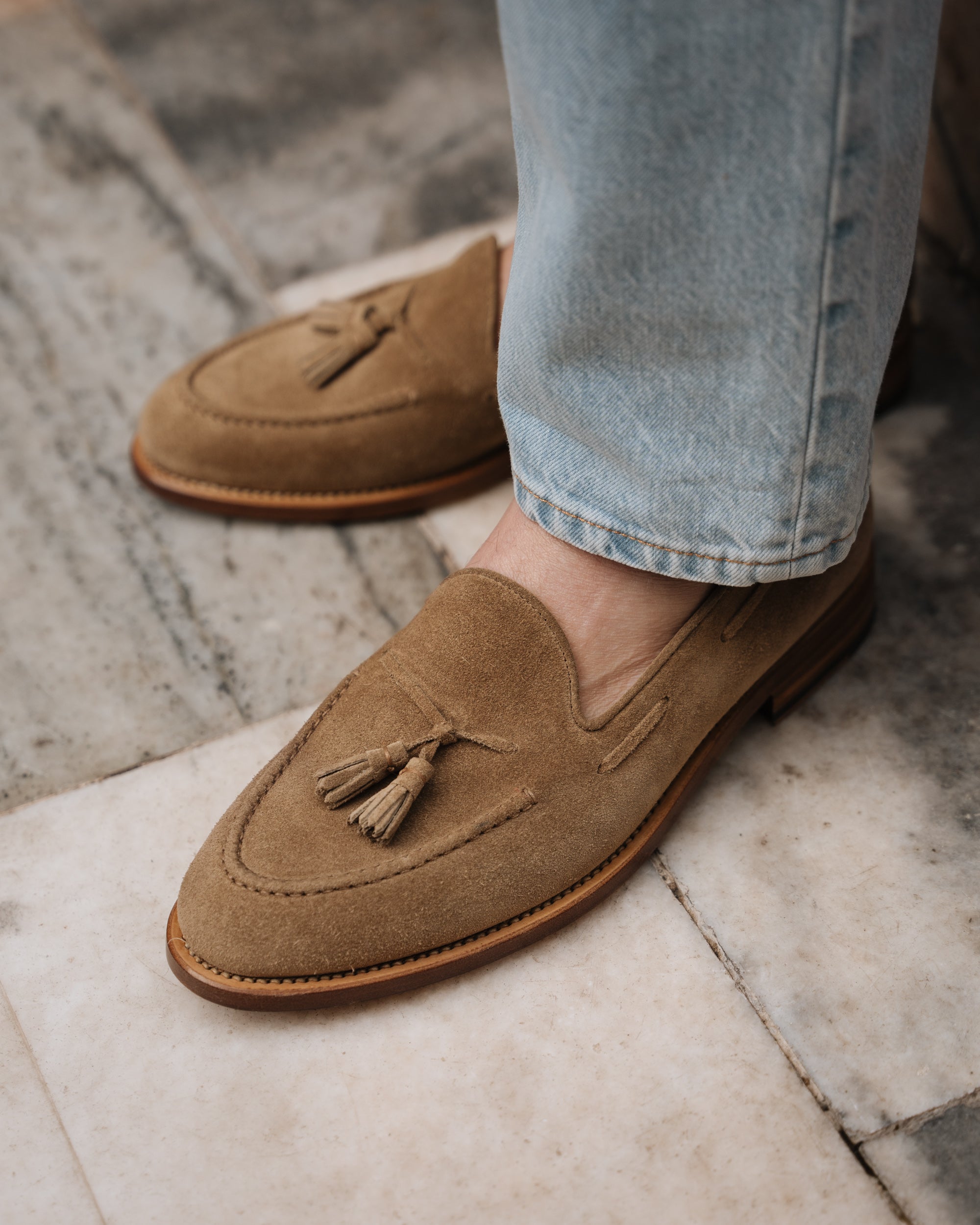 Vellano Halverton Sand Beige Suede Tassel Loafers