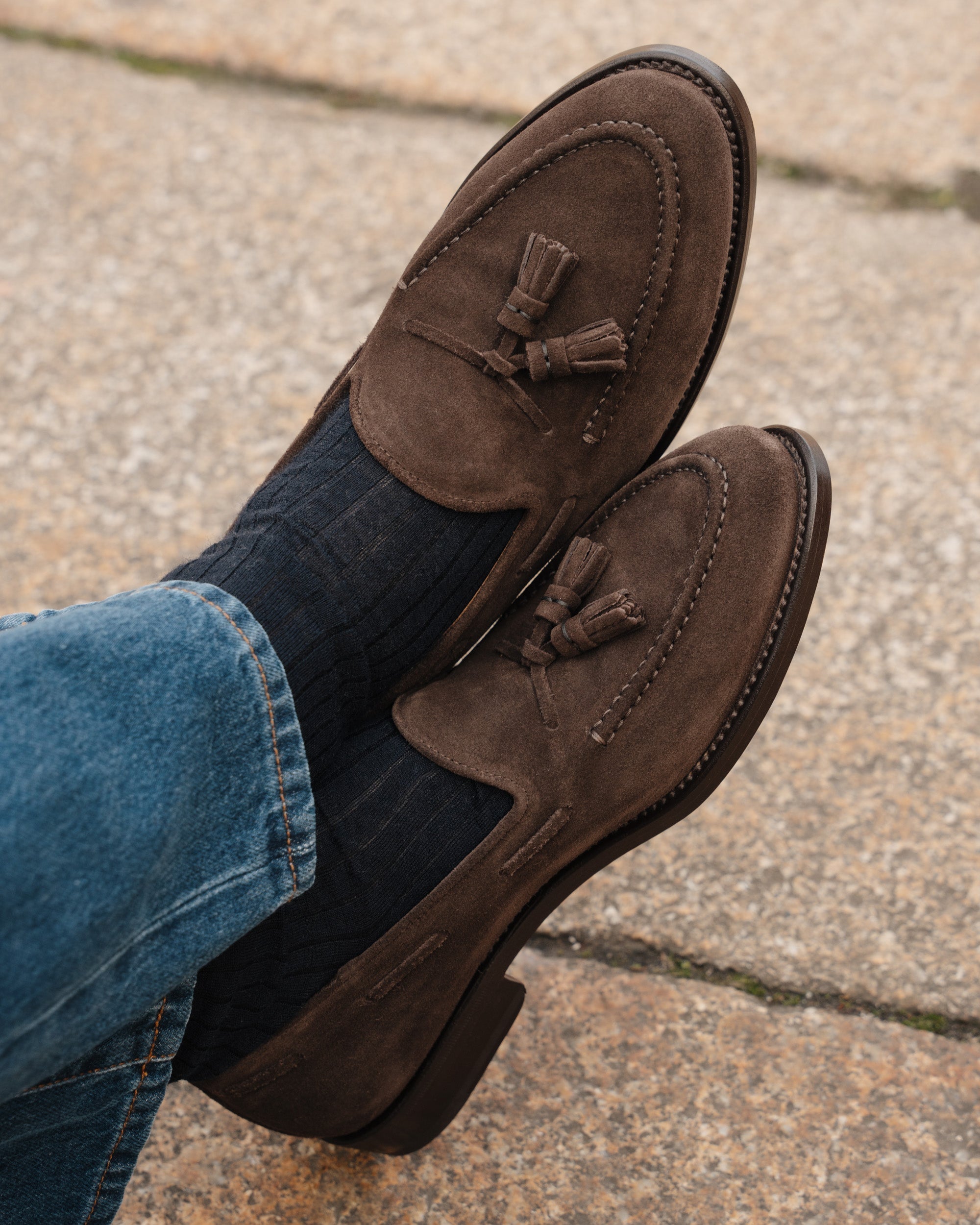 Vellano Halverton Dark Brown Suede Tassel Loafers