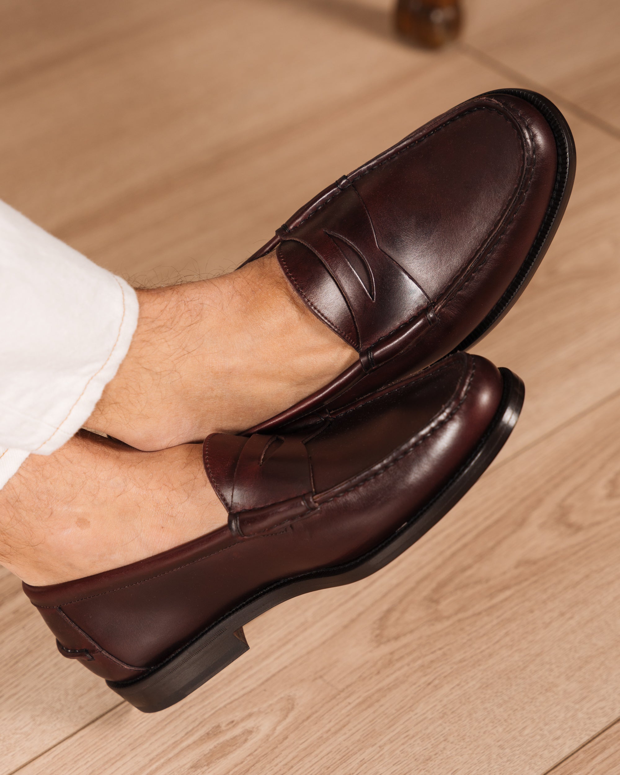 Vellano Burgundy Brown Penny Loafers