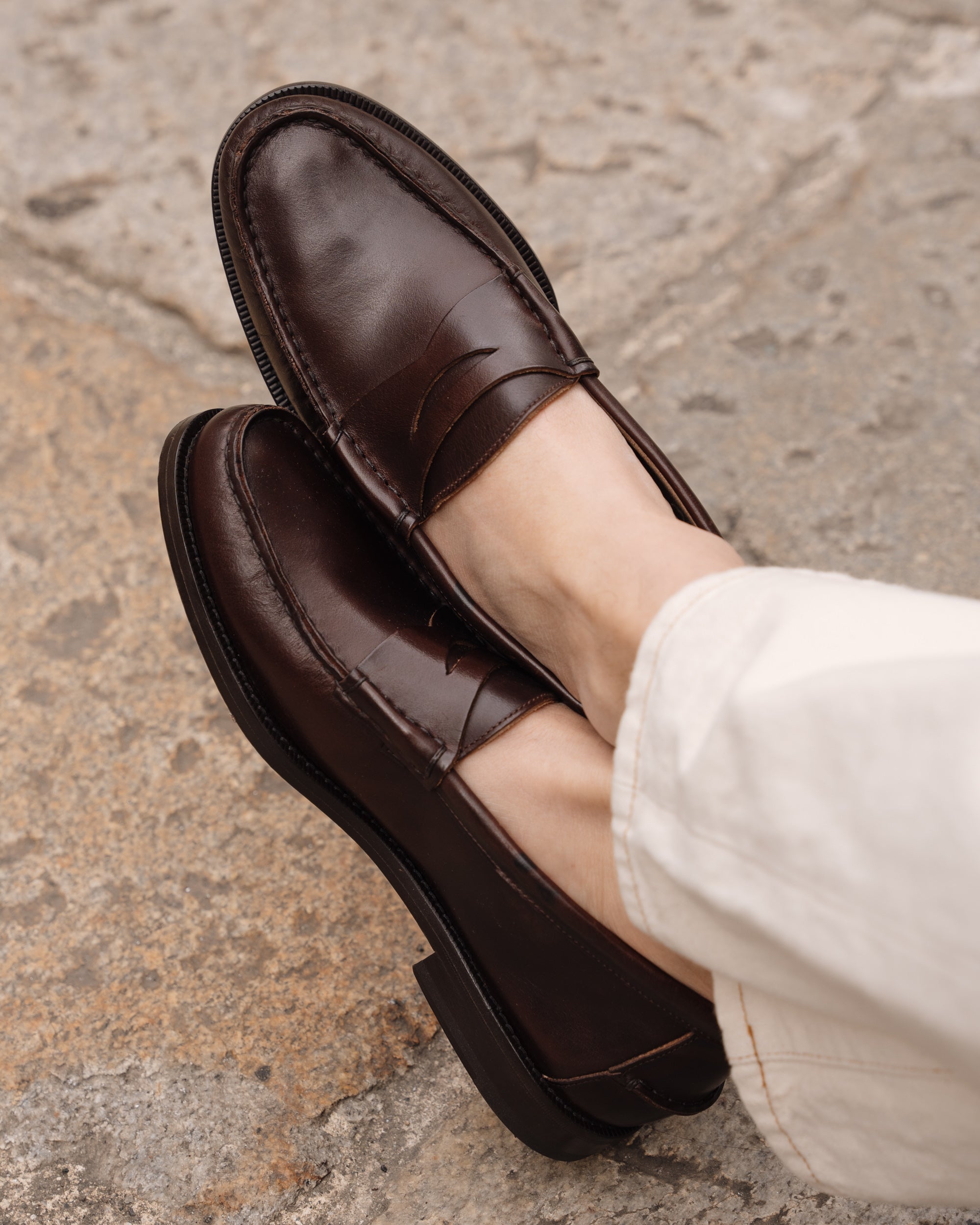 Vellano Dark Brown Penny Loafers