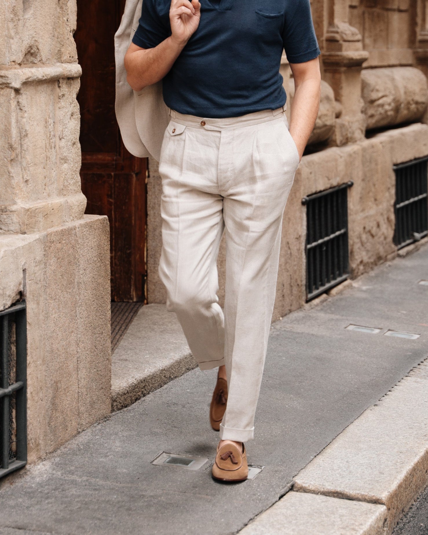 Vellano Bellagio Beige Suede Loafers