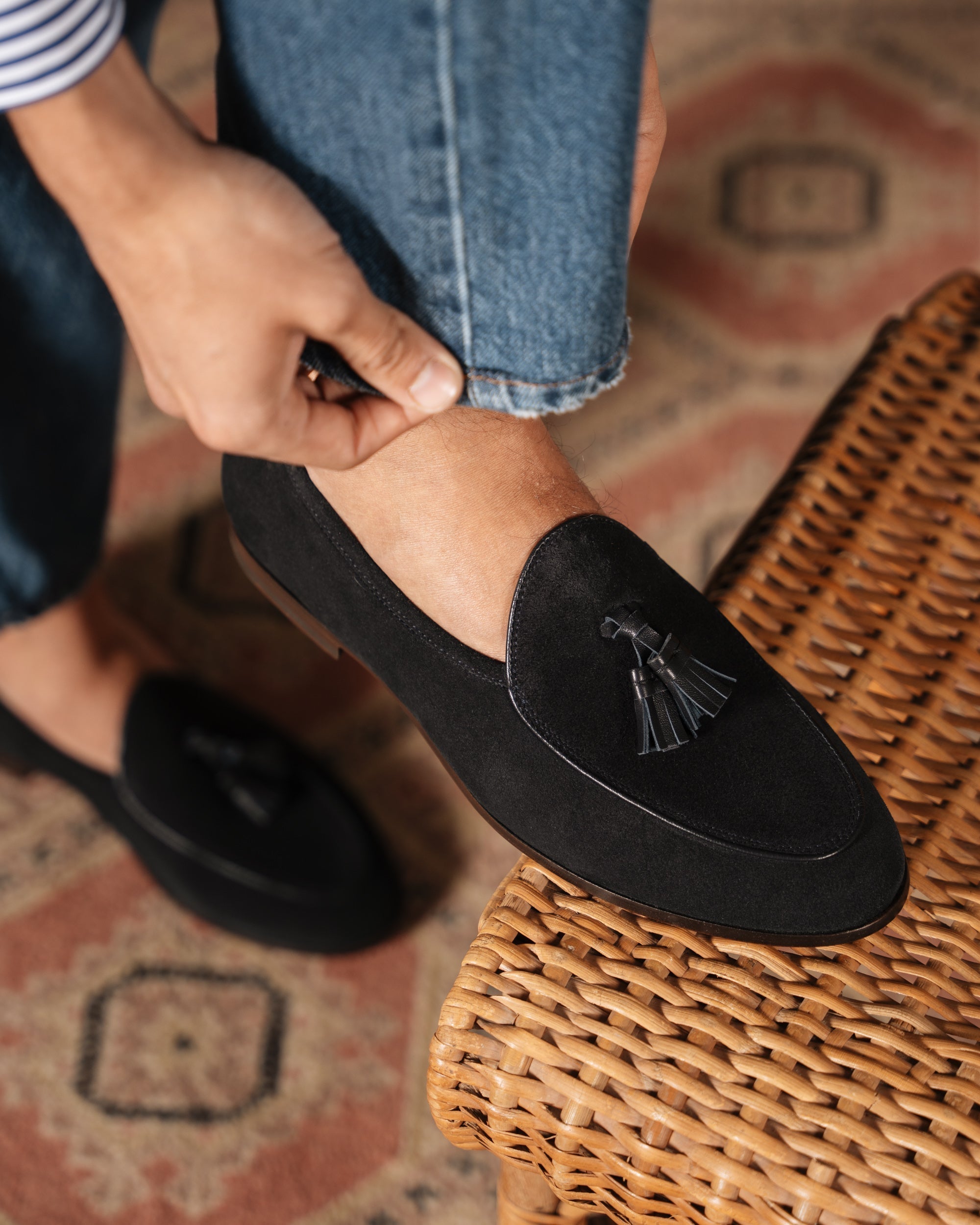Vellano Bellagio Black Suede Loafers