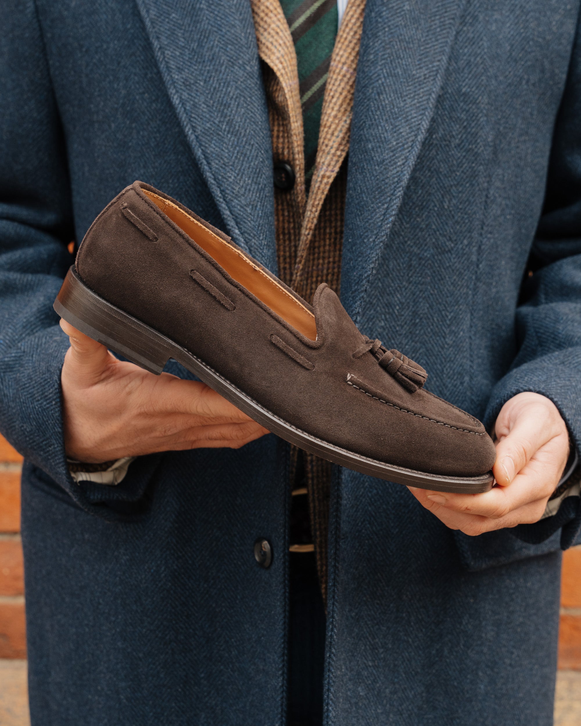 Vellano Halverton Dark Brown Suede Tassel Loafers