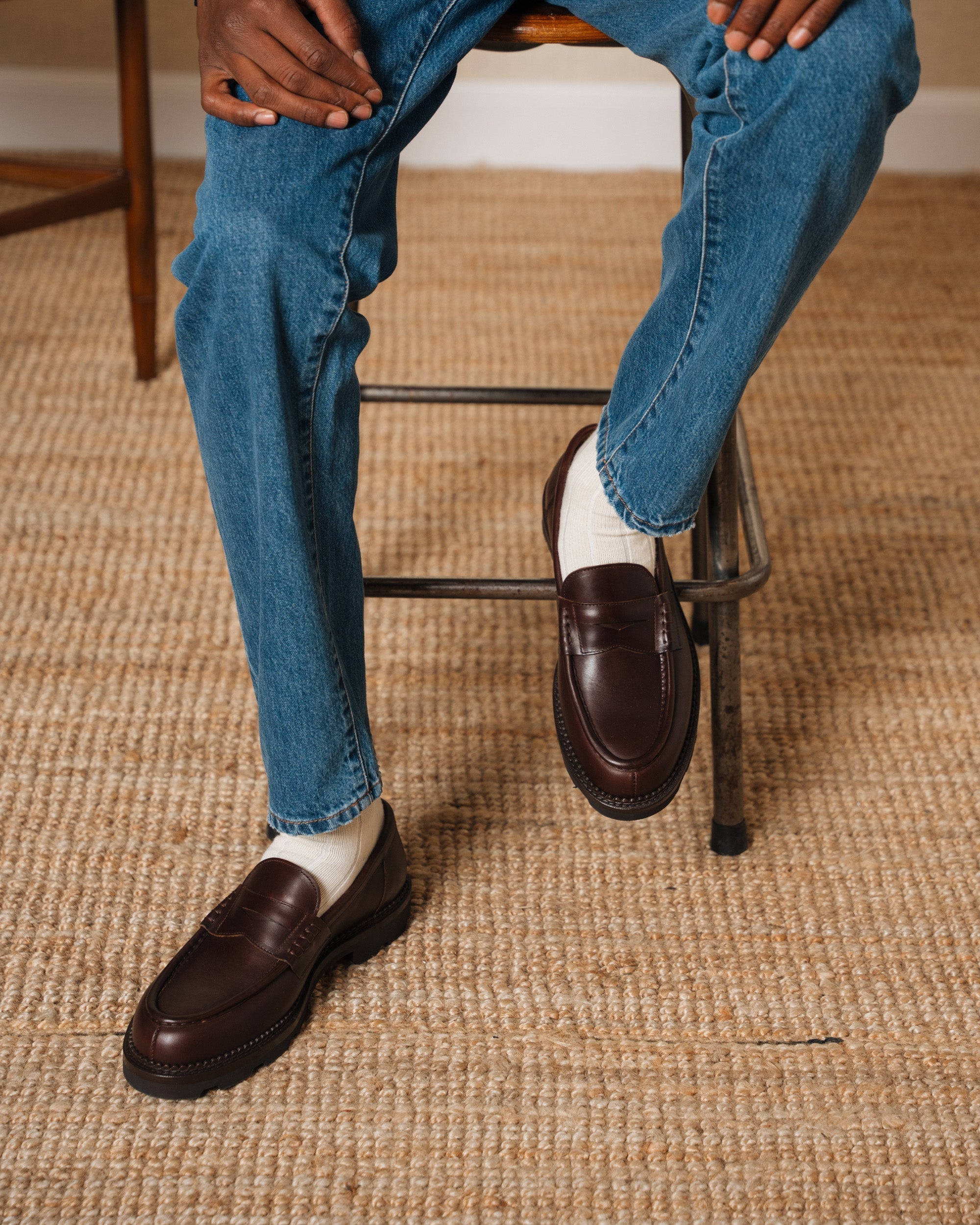 Vellano Stonewyld Lug Sole Penny Loafers Dark Brown