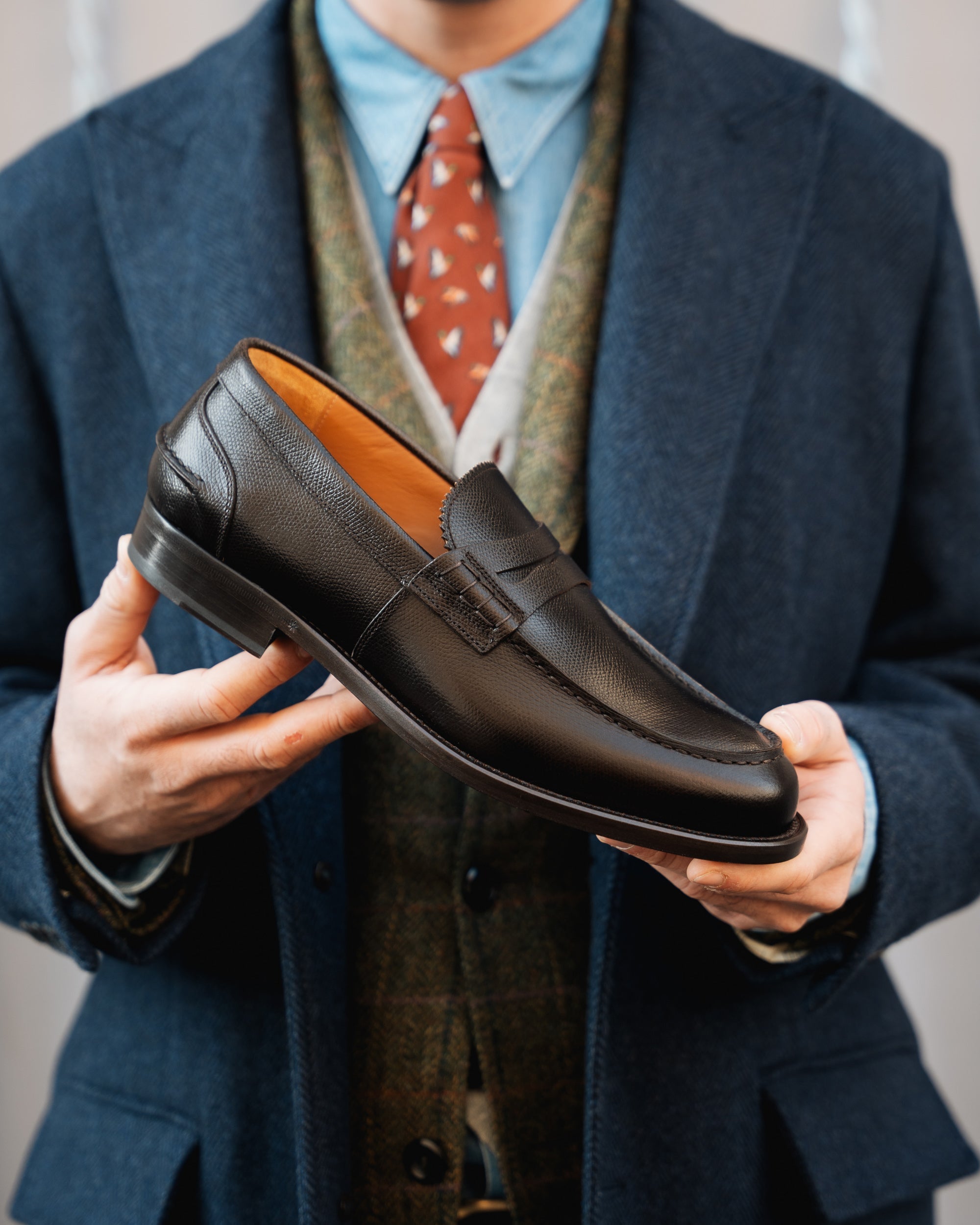 Vellano Harrowmere Tumbled Leather Penny Loafers
