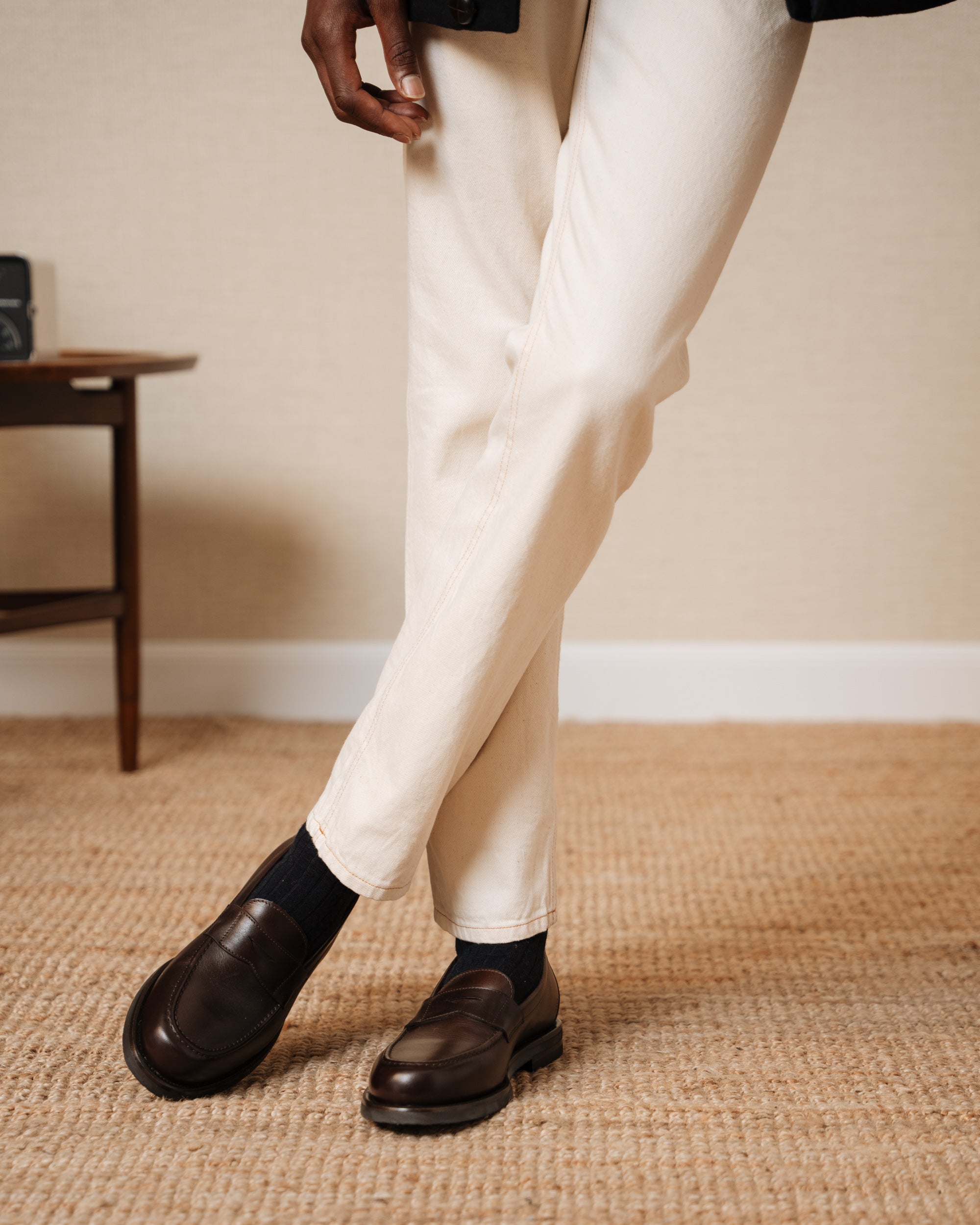 Vellano Harrowmere Greased Leather Penny Loafers Dark Brown