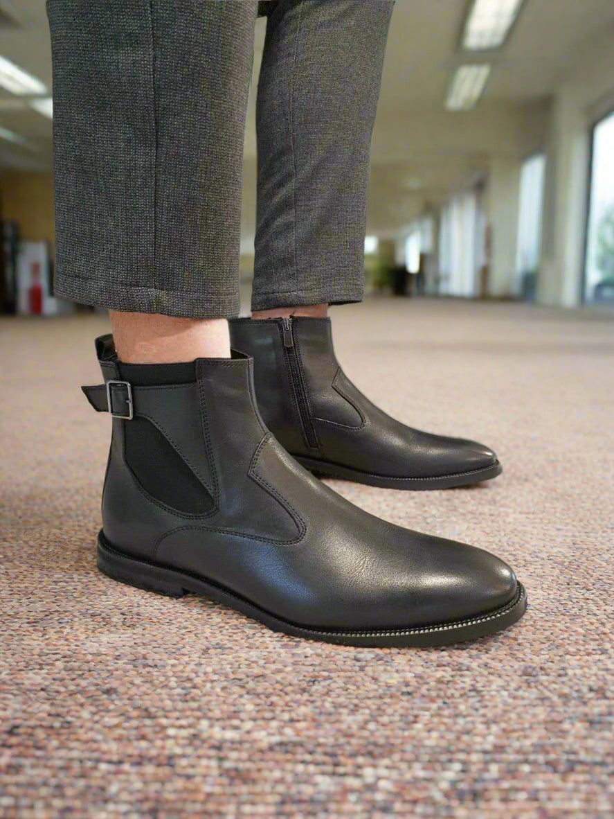 Vellano Nighthaven Black Chelsea Leather Boots