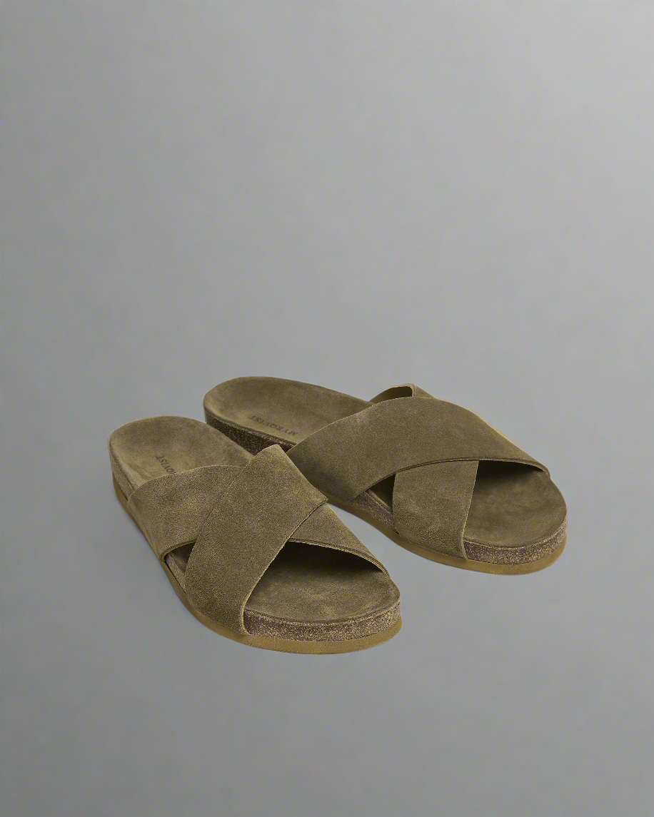 Vellano Moss Green Suede Summer Sandals