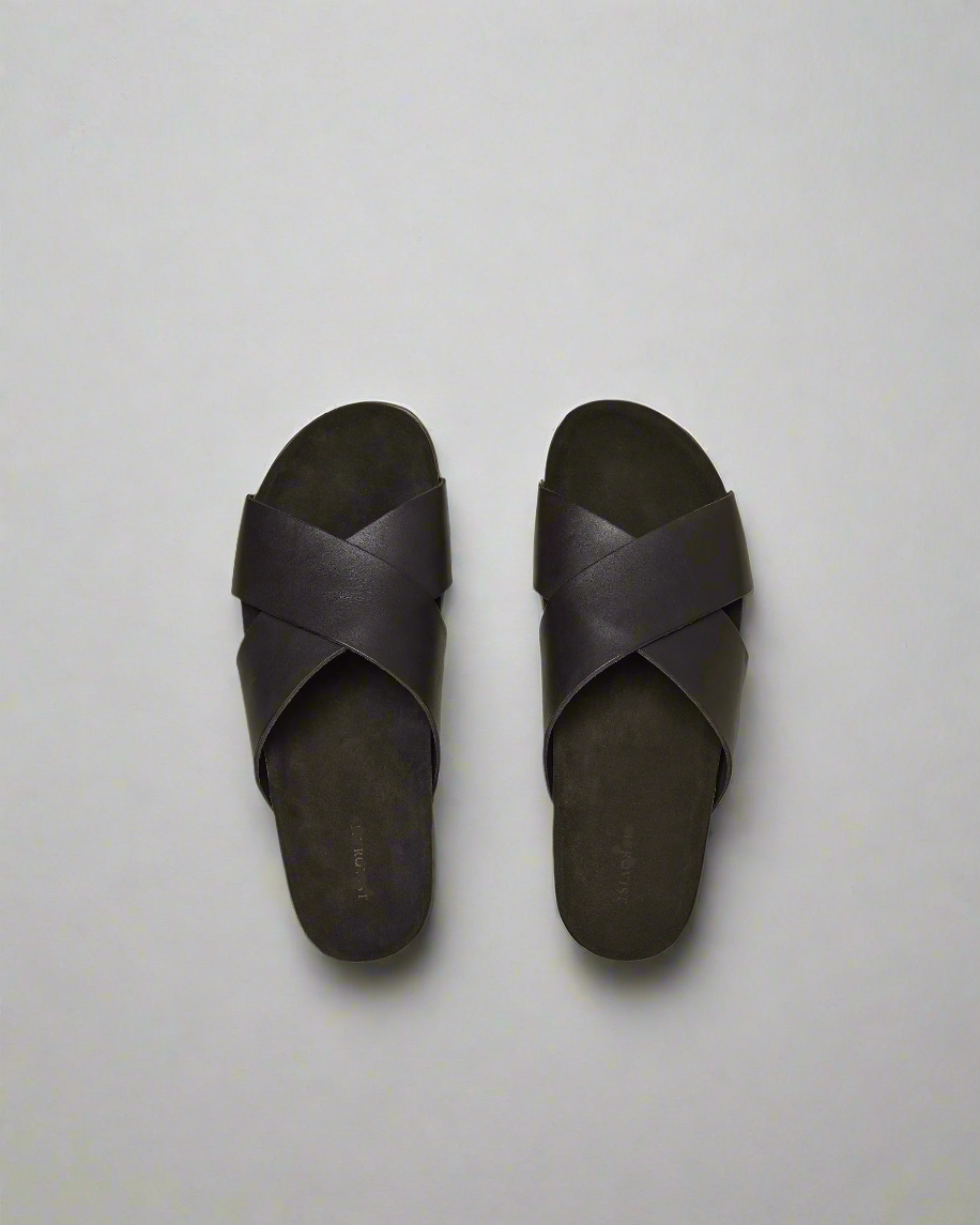 Vellano Dark Brown Leather Slippers
