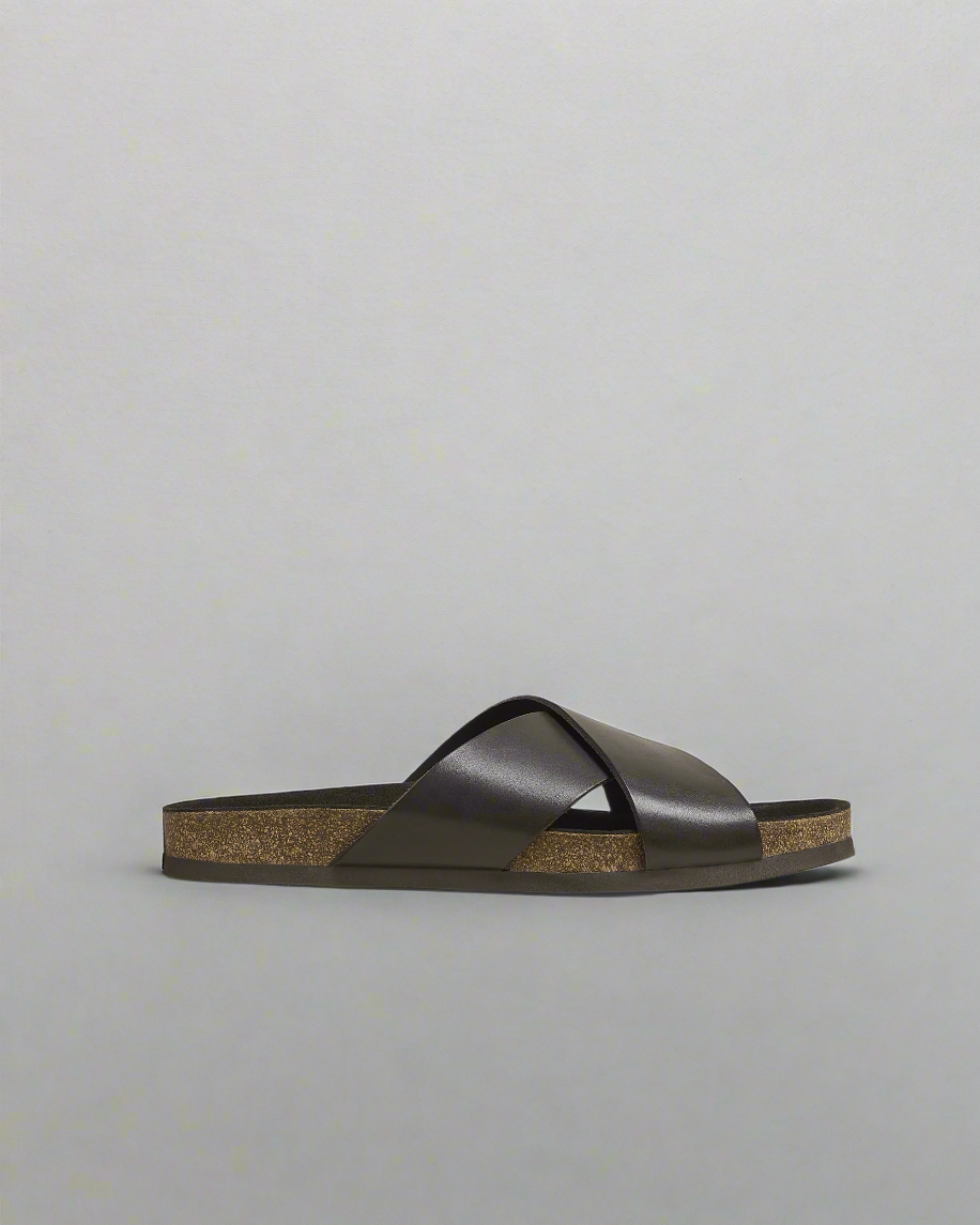 Vellano Dark Brown Leather Slippers