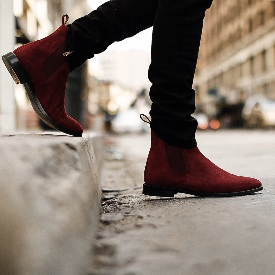 Vellano Wine Suede Chelsea Boot