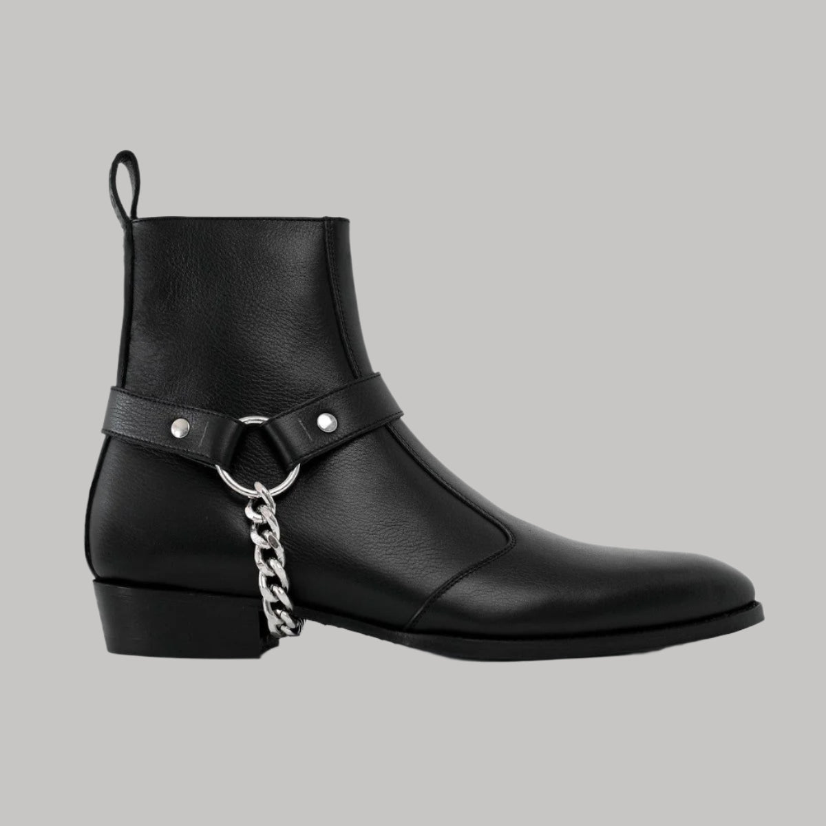 Vellano Robbin Black Leather Chain Boots