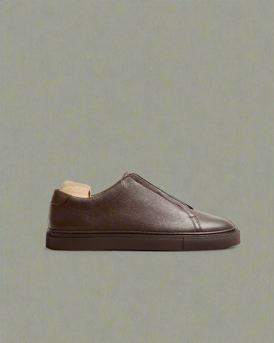 Vellano Alno Dark Brown Grain Leather Sneakers