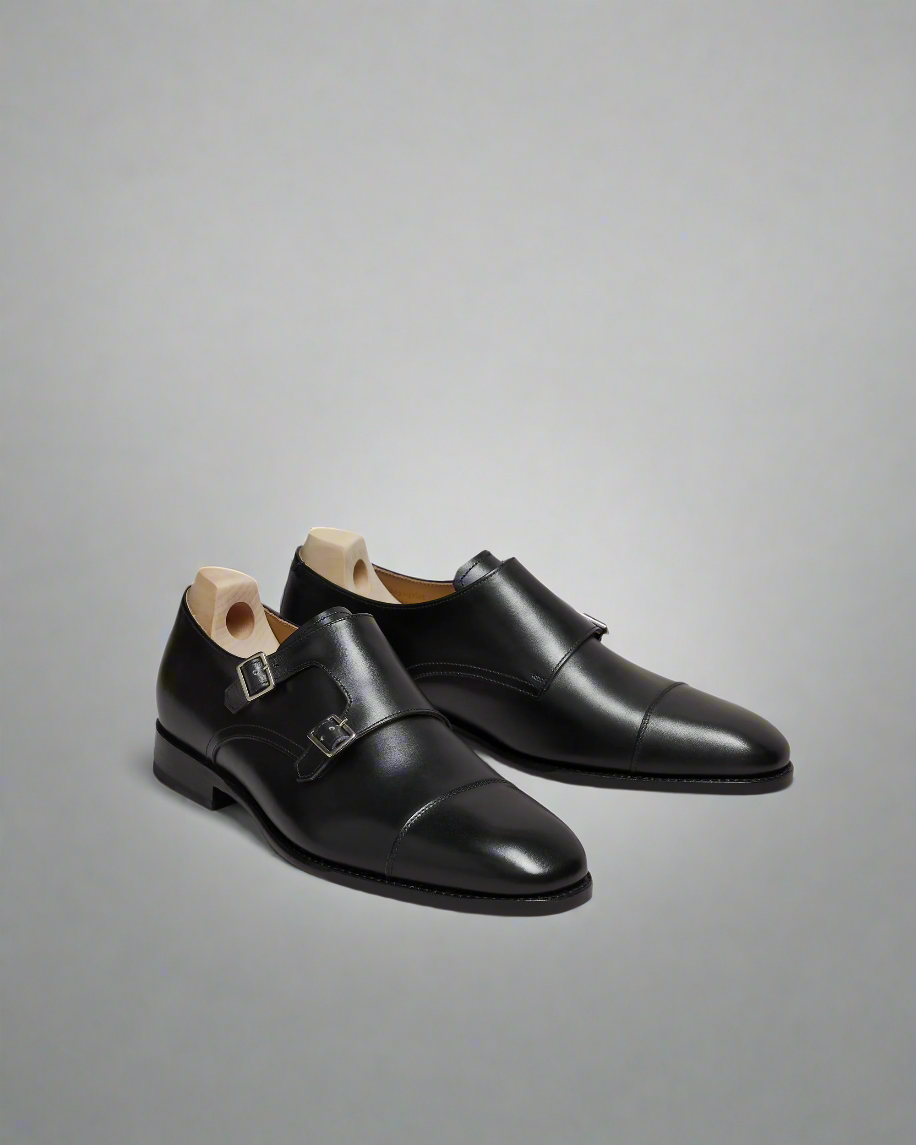 Vellano Alsten Black Leather Monkstraps