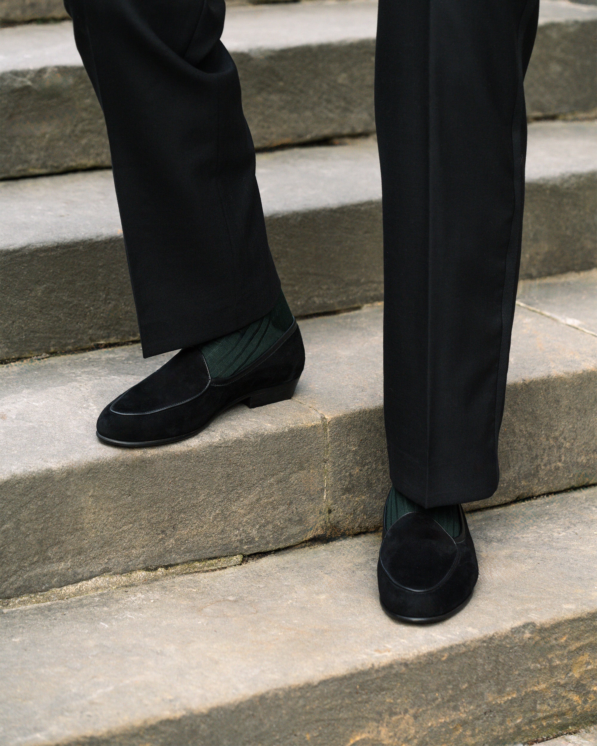 Vellano Black Suede Belgian Loafers
