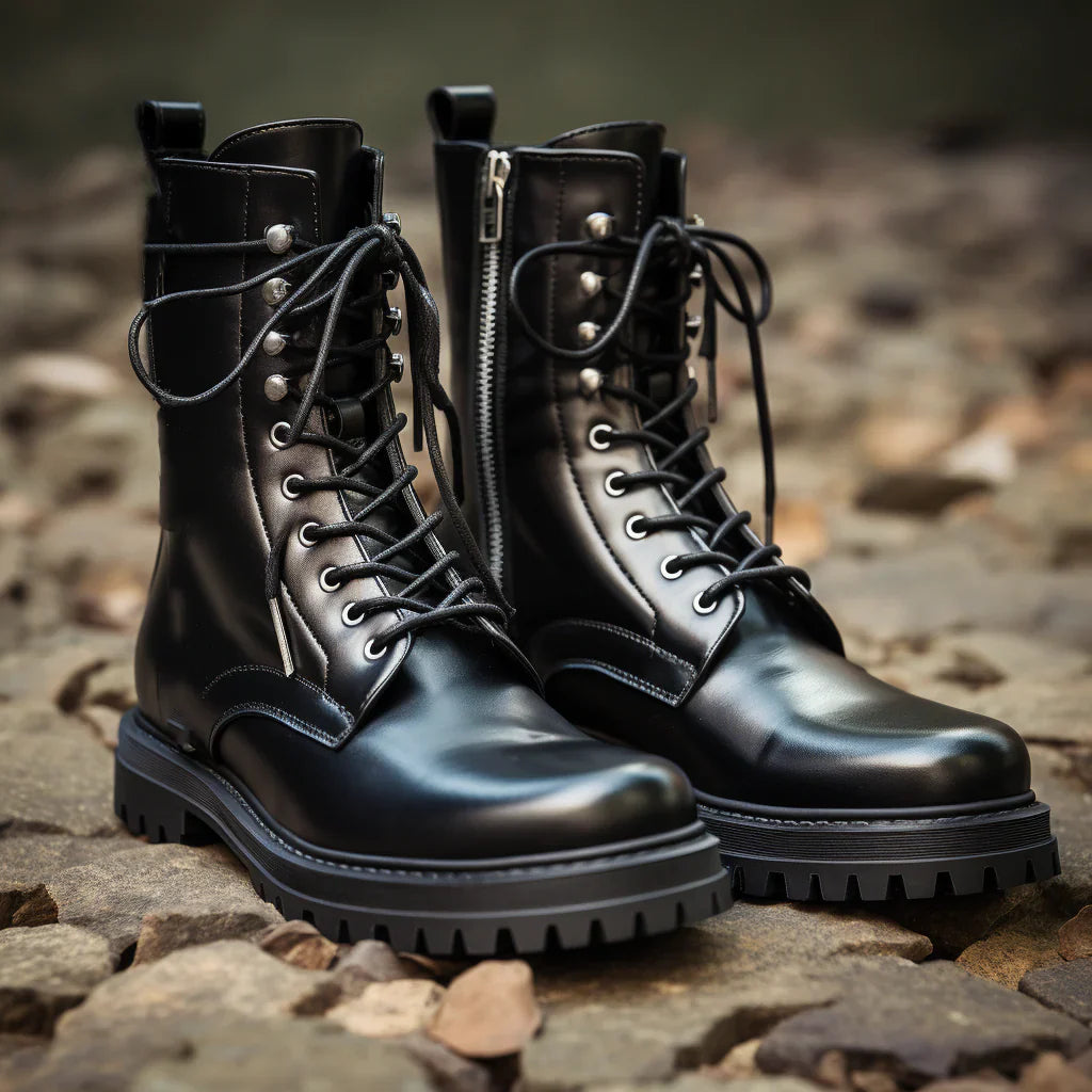 Vellano Paloma Black Leather Chunky Derby Boots