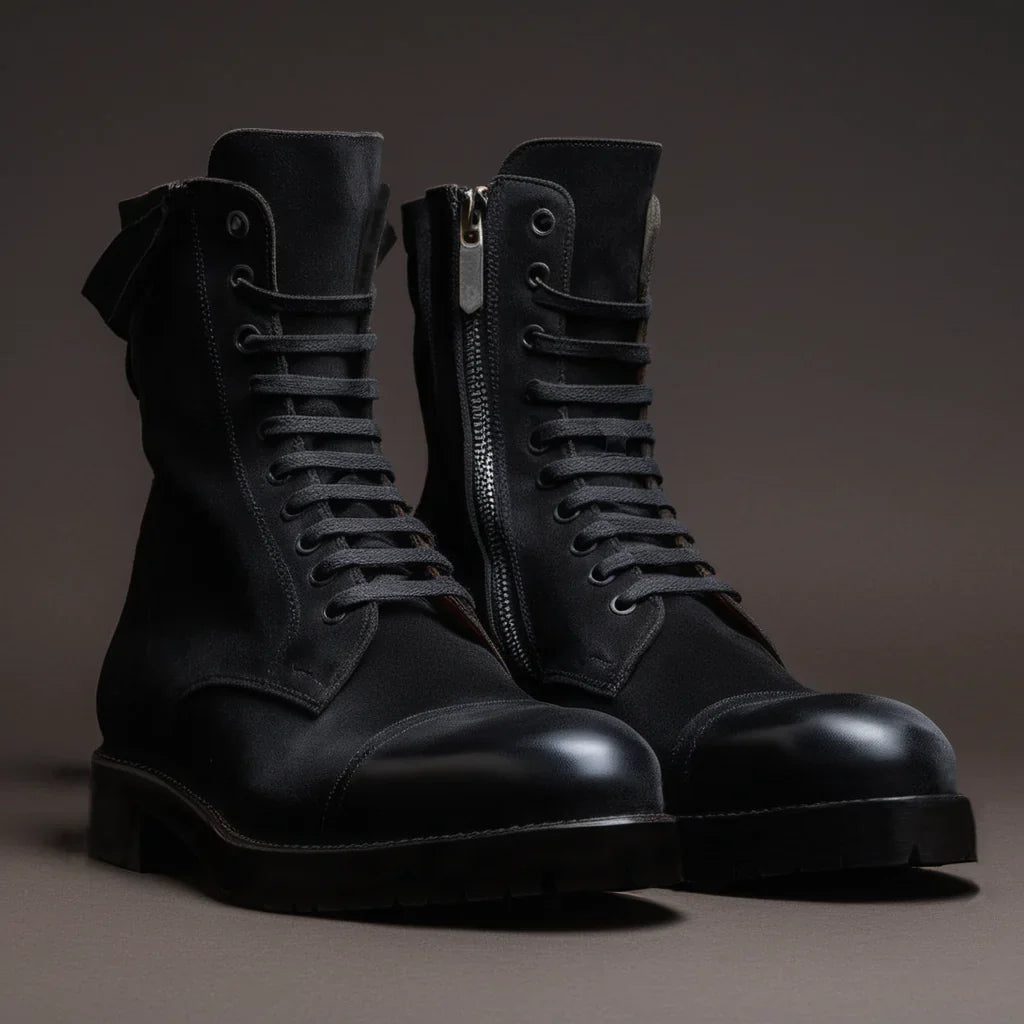 Vellano Oriella Black Suede Derby Zip Boots