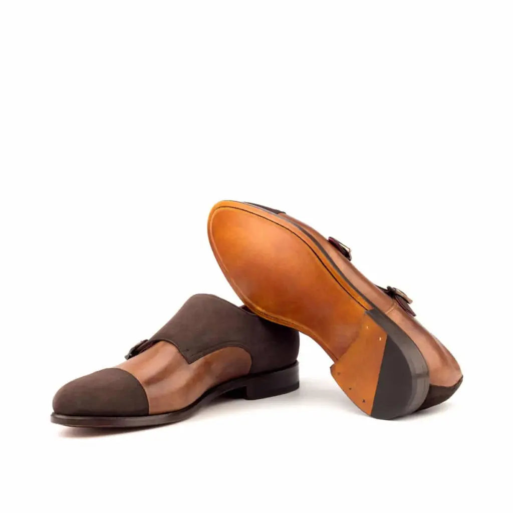 Vellano Brown Crust Suede Double Monk Shoe